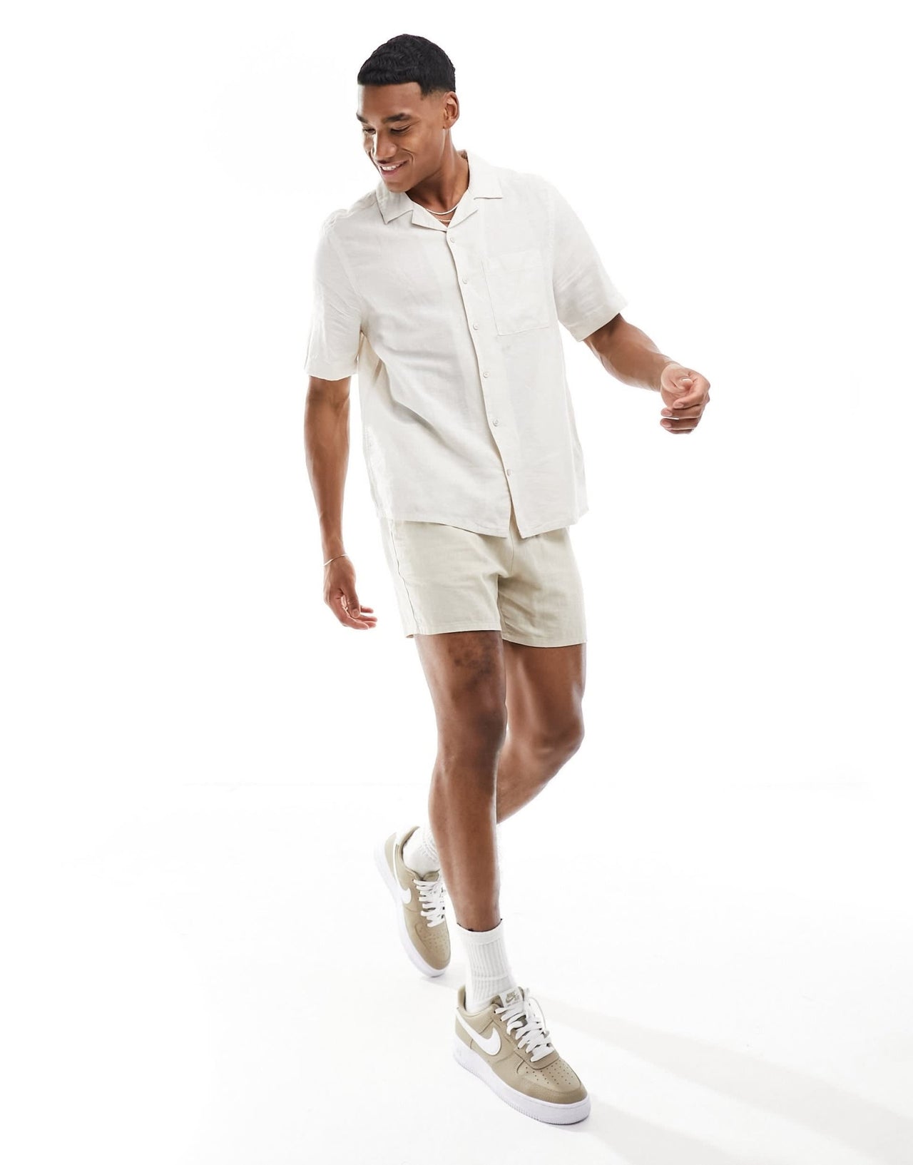 Calvin Klein linen cotton cuban short sleeve shirt in beige - ASOS Sample Sale EU Store