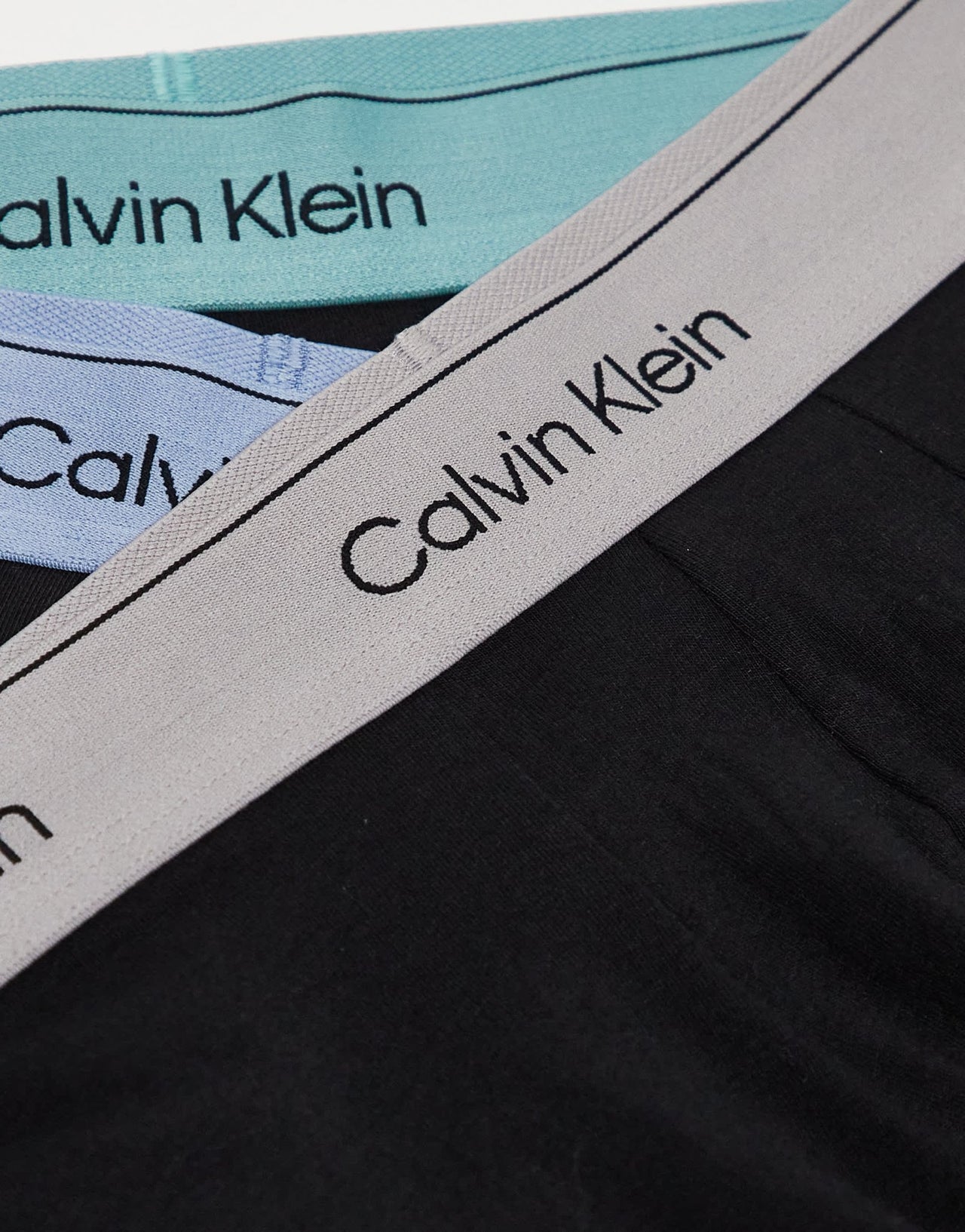 Calvin Klein modern cotton boxer briefs 3 pack in black with beige/blue/green waistband - ASOS Sample Sale EU Store