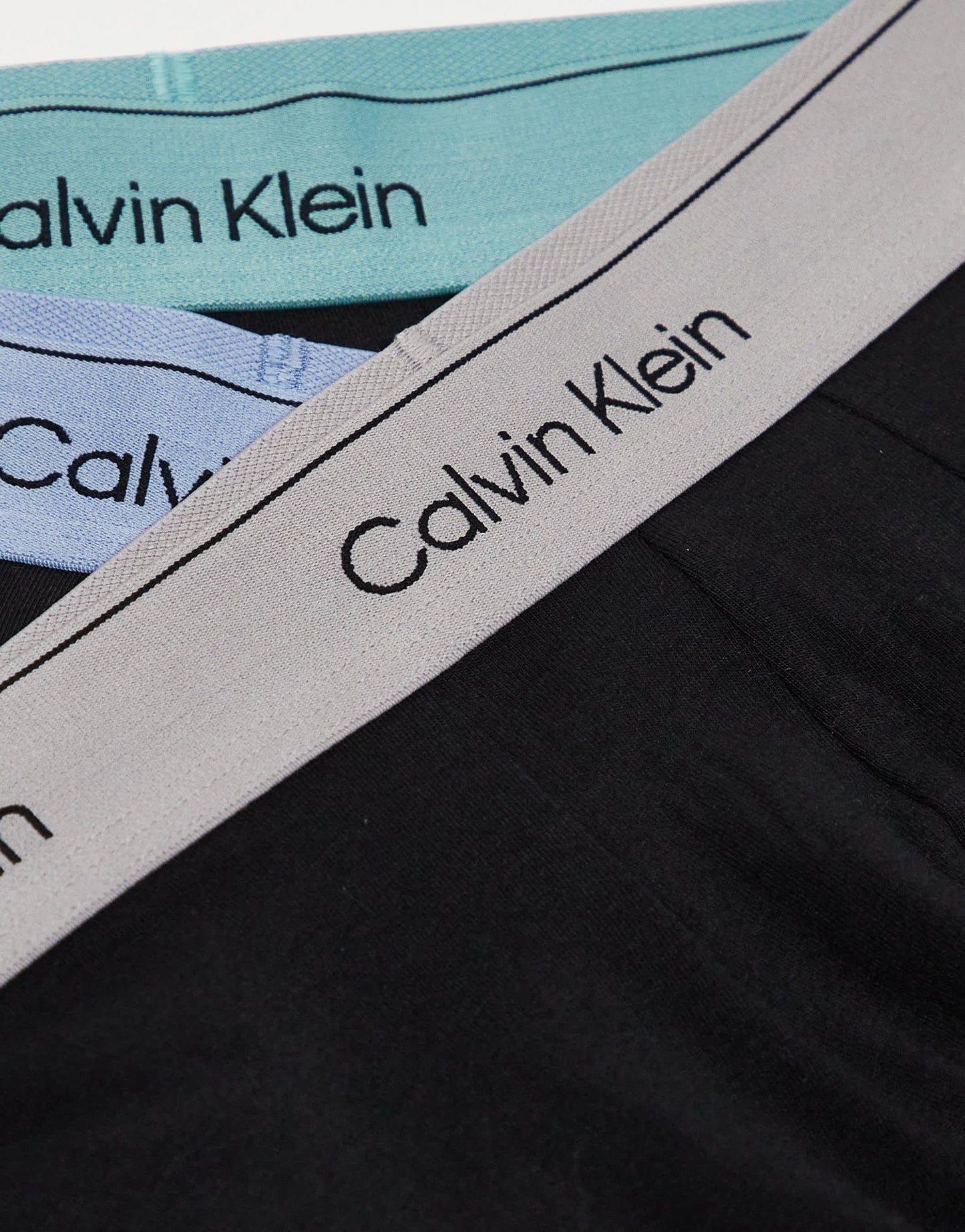 Calvin Klein modern cotton boxer briefs 3 pack in black with beige/blue/green waistband - ASOS Sample Sale EU Store