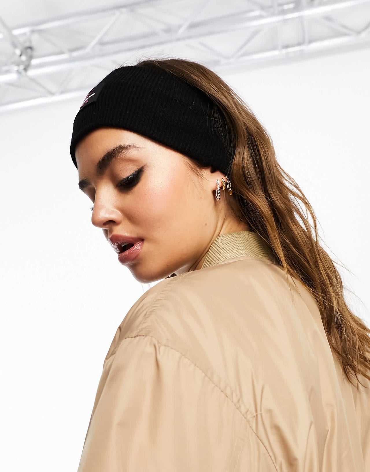 Calvin Klein monogram logo rubberized knit headband in black - ASOS Sample Sale EU Store