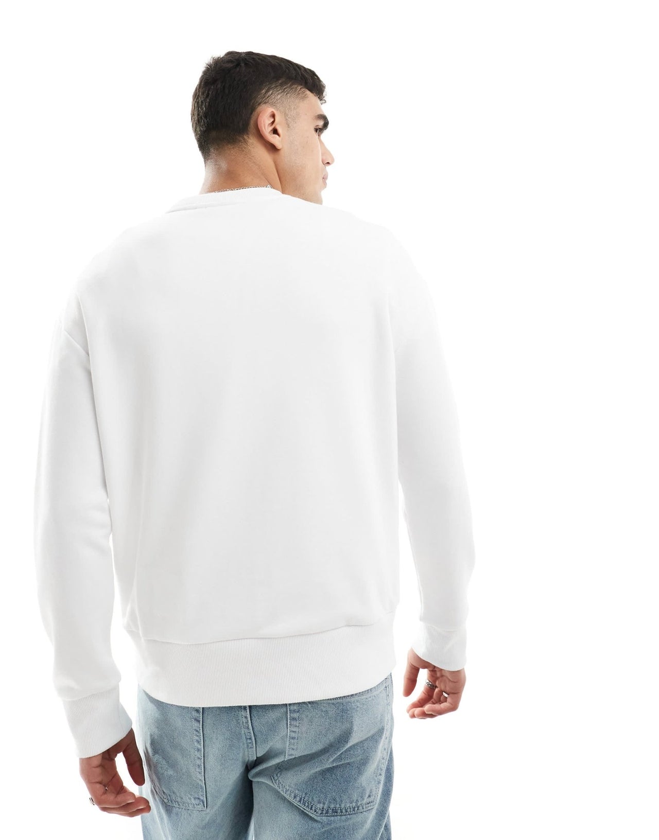 Calvin Klein nano logo cotton modal crew neck sweatshirt in white - ASOS Sample Sale EU Store