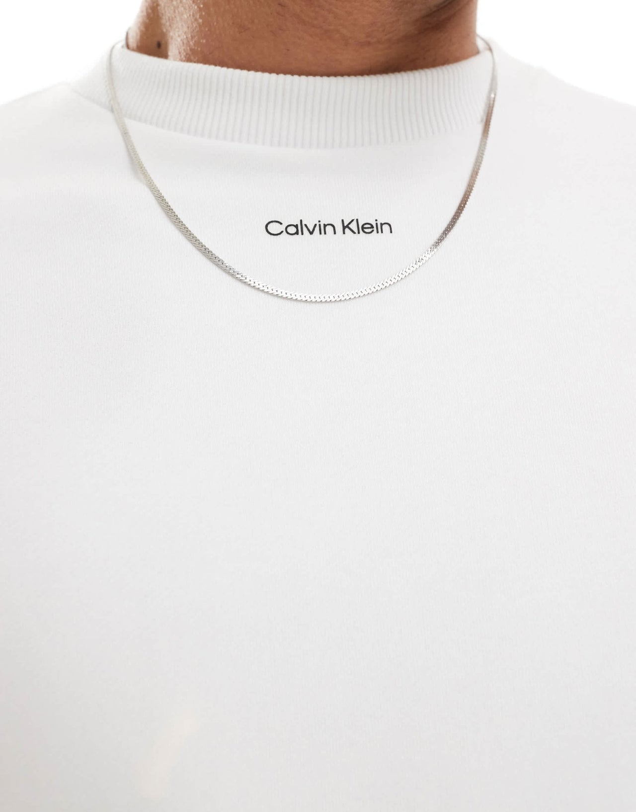 Calvin Klein nano logo cotton modal crew neck sweatshirt in white - ASOS Sample Sale EU Store