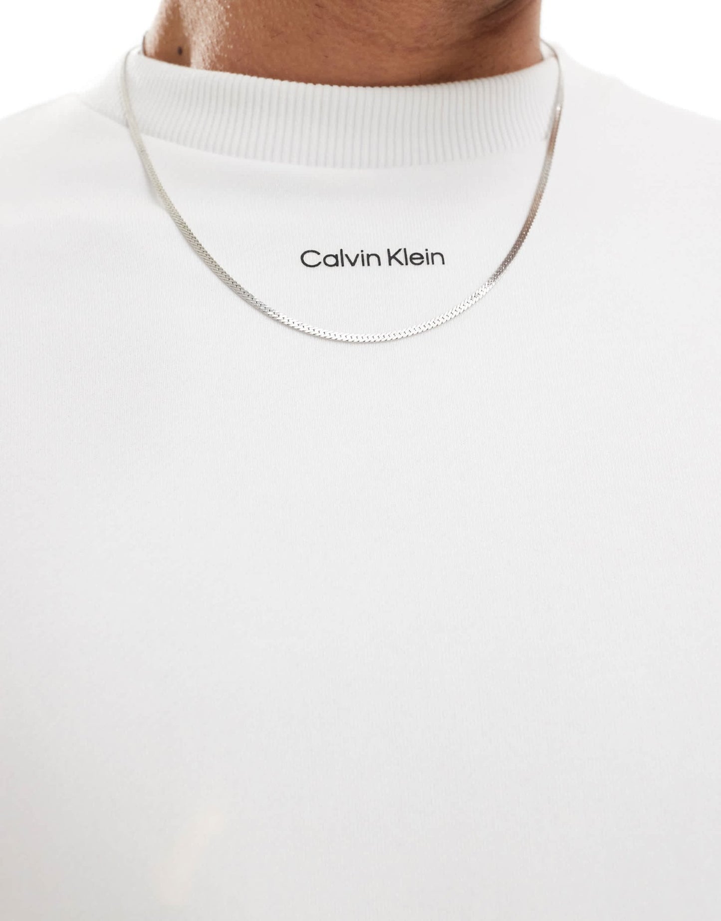 Calvin Klein nano logo cotton modal crew neck sweatshirt in white - ASOS Sample Sale EU Store