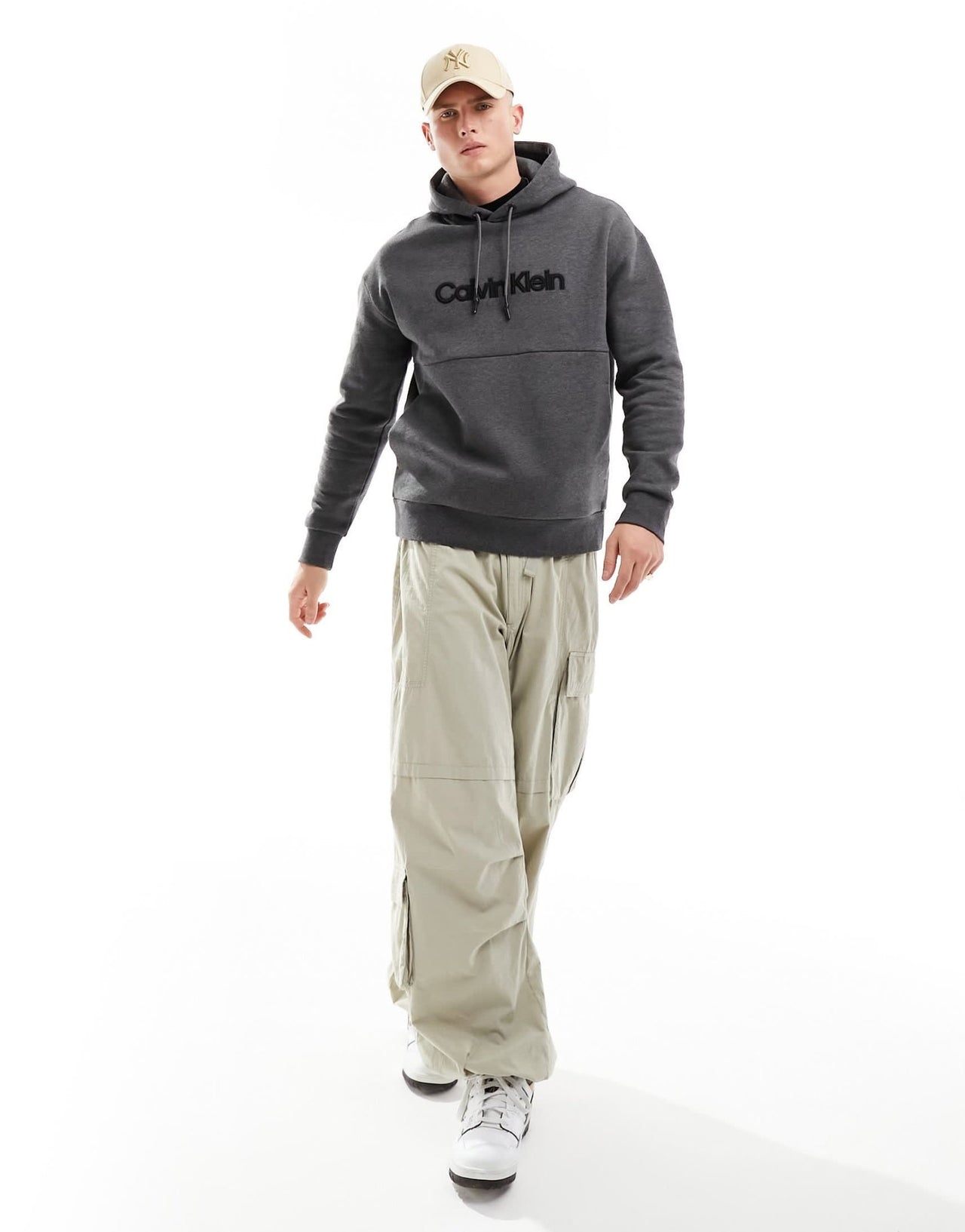 Calvin Klein raised embroidered logo hoodie in dark grey - ASOS Sample Sale EU Store