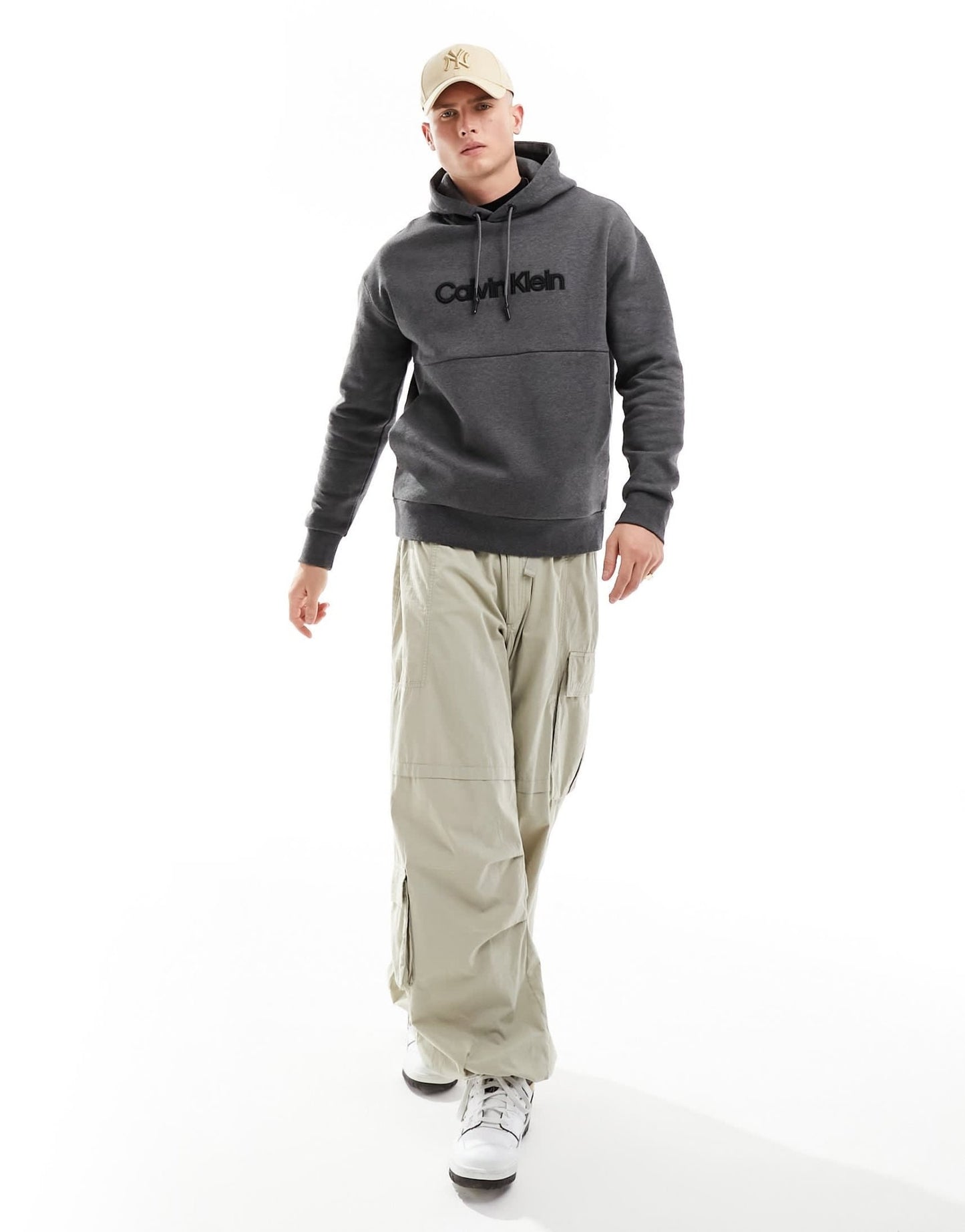 Calvin Klein raised embroidered logo hoodie in dark grey - ASOS Sample Sale EU Store