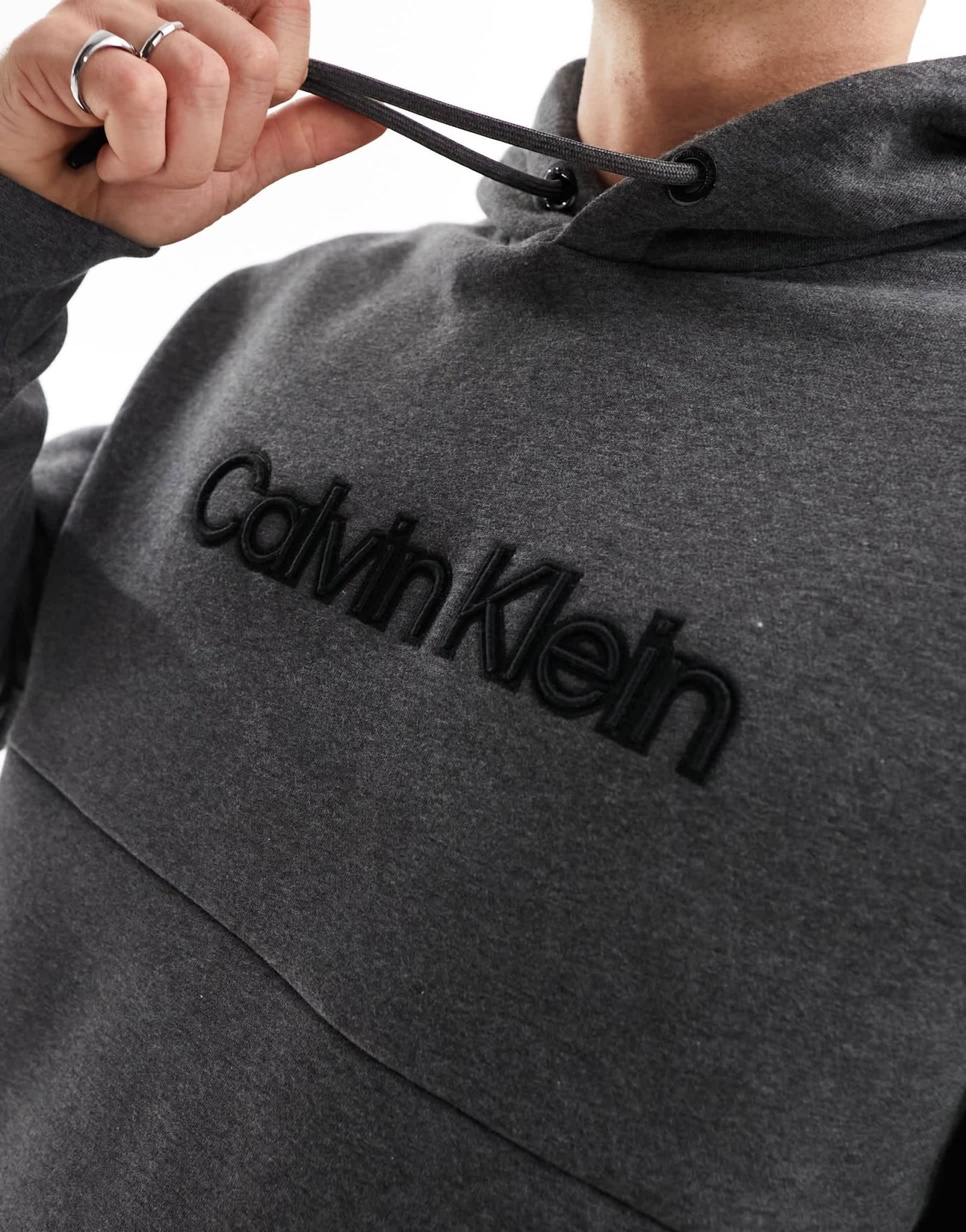 Calvin Klein raised embroidered logo hoodie in dark grey - ASOS Sample Sale EU Store