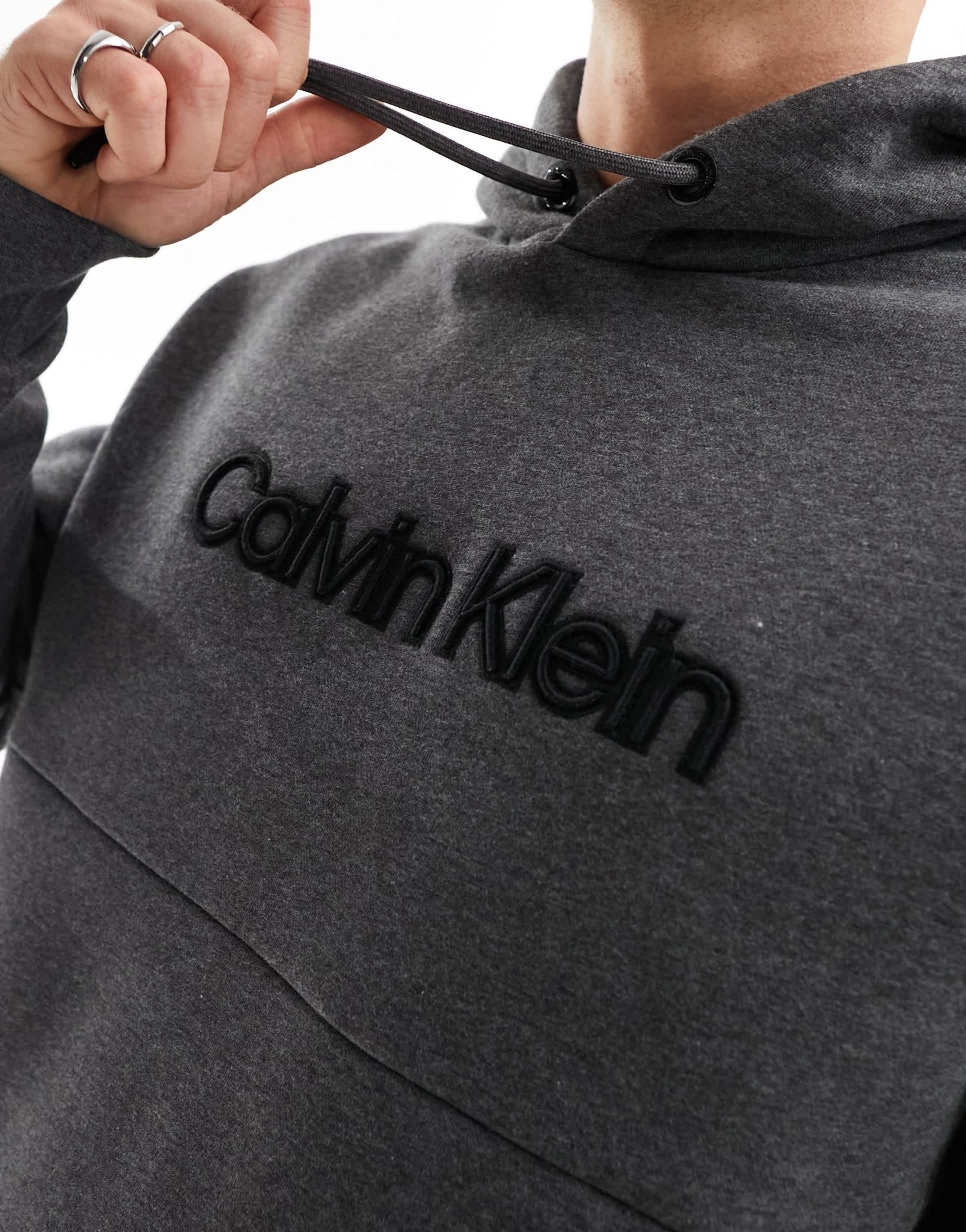Calvin Klein raised embroidered logo hoodie in dark grey - ASOS Sample Sale EU Store