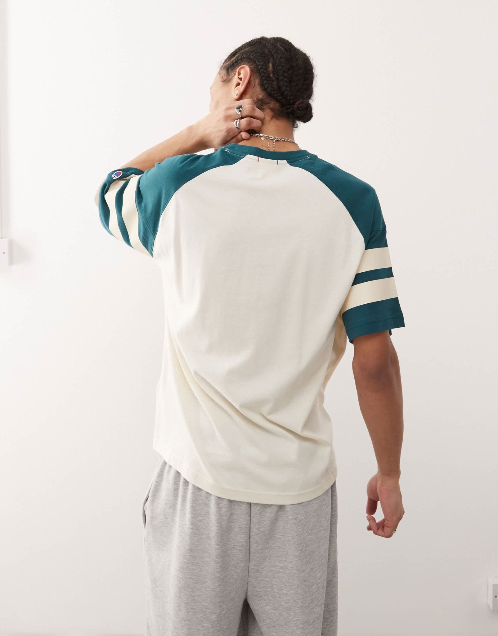 Champion College t-shirt in off white and green - ASOS Sample Sale EU Store