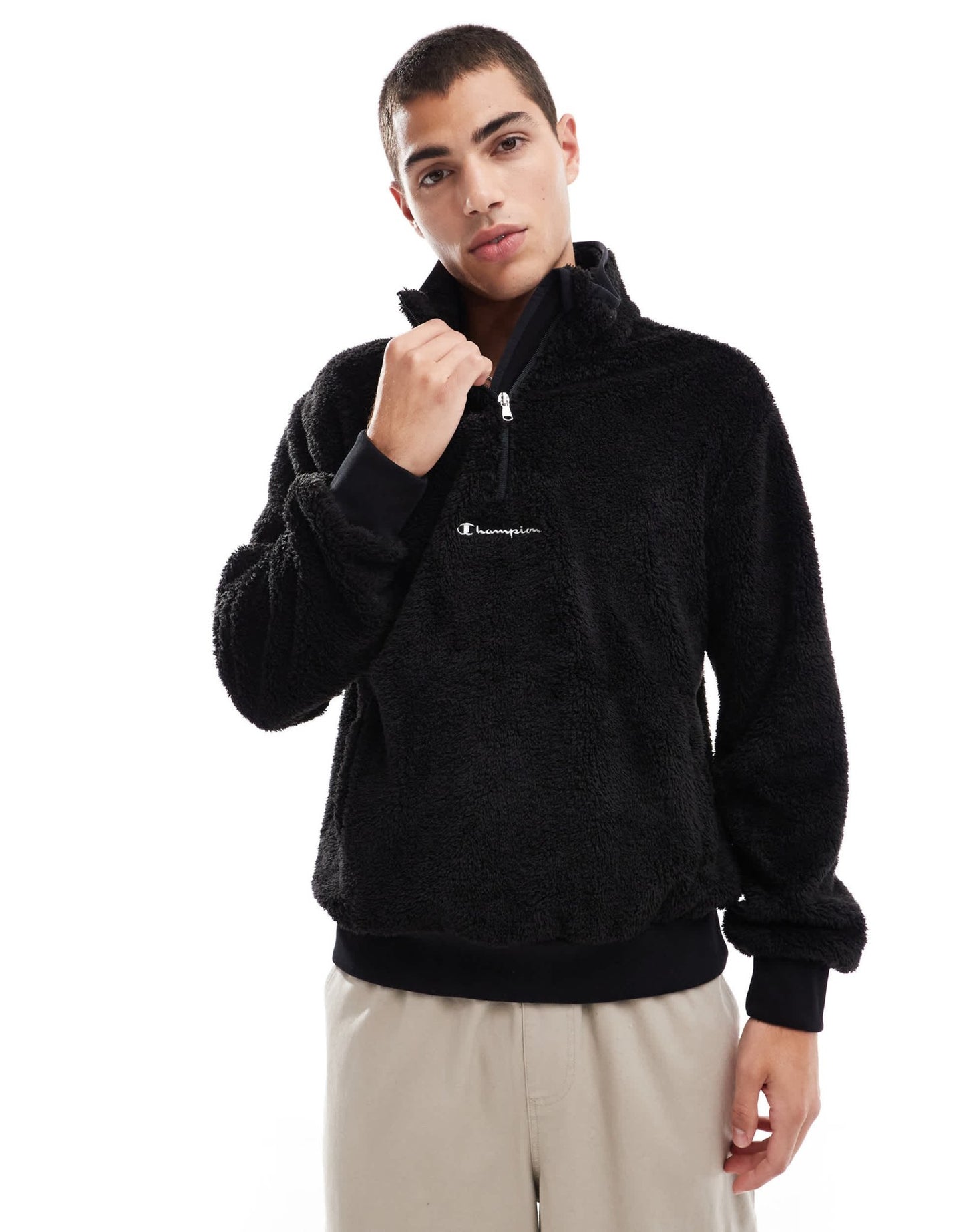 Champion unisex Legacy half zip sweat in black - ASOS Sample Sale EU Store