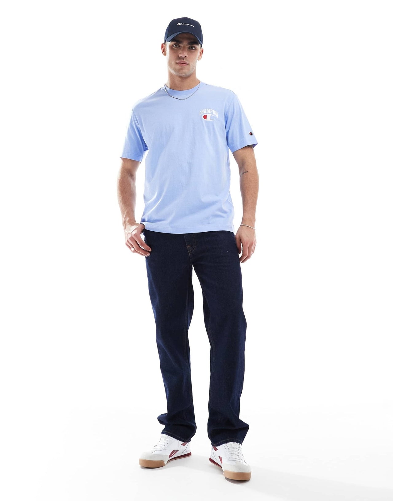 Champion varsity back print t-shirt in blue - ASOS Sample Sale EU Store