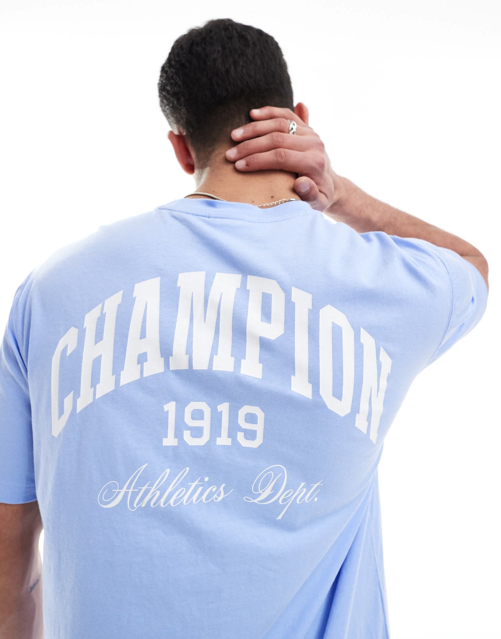 Champion varsity back print t-shirt in blue - ASOS Sample Sale EU Store