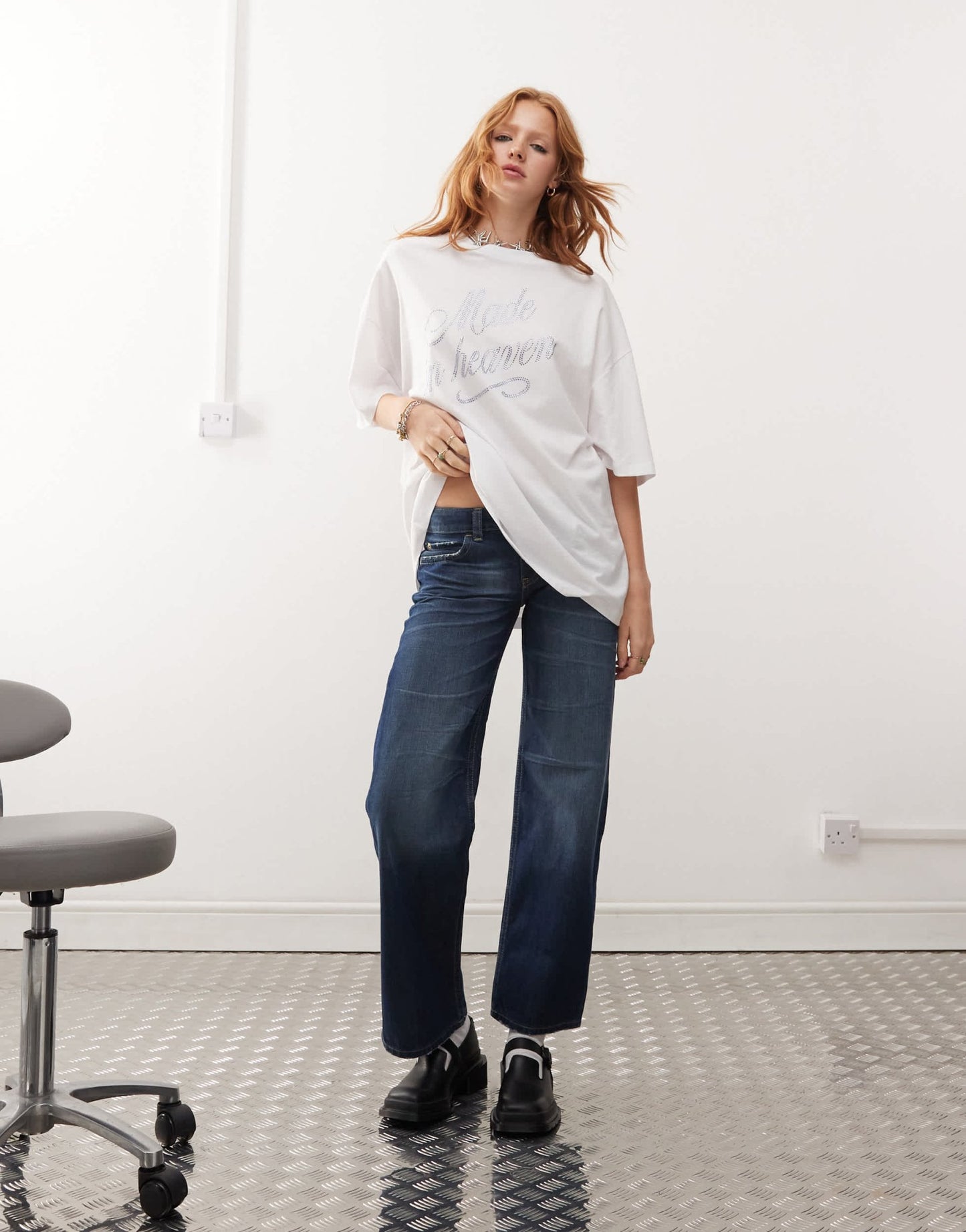 Cheap Monday Anti Low rigid straight leg jeans in star blue dark wash - ASOS Sample Sale EU Store