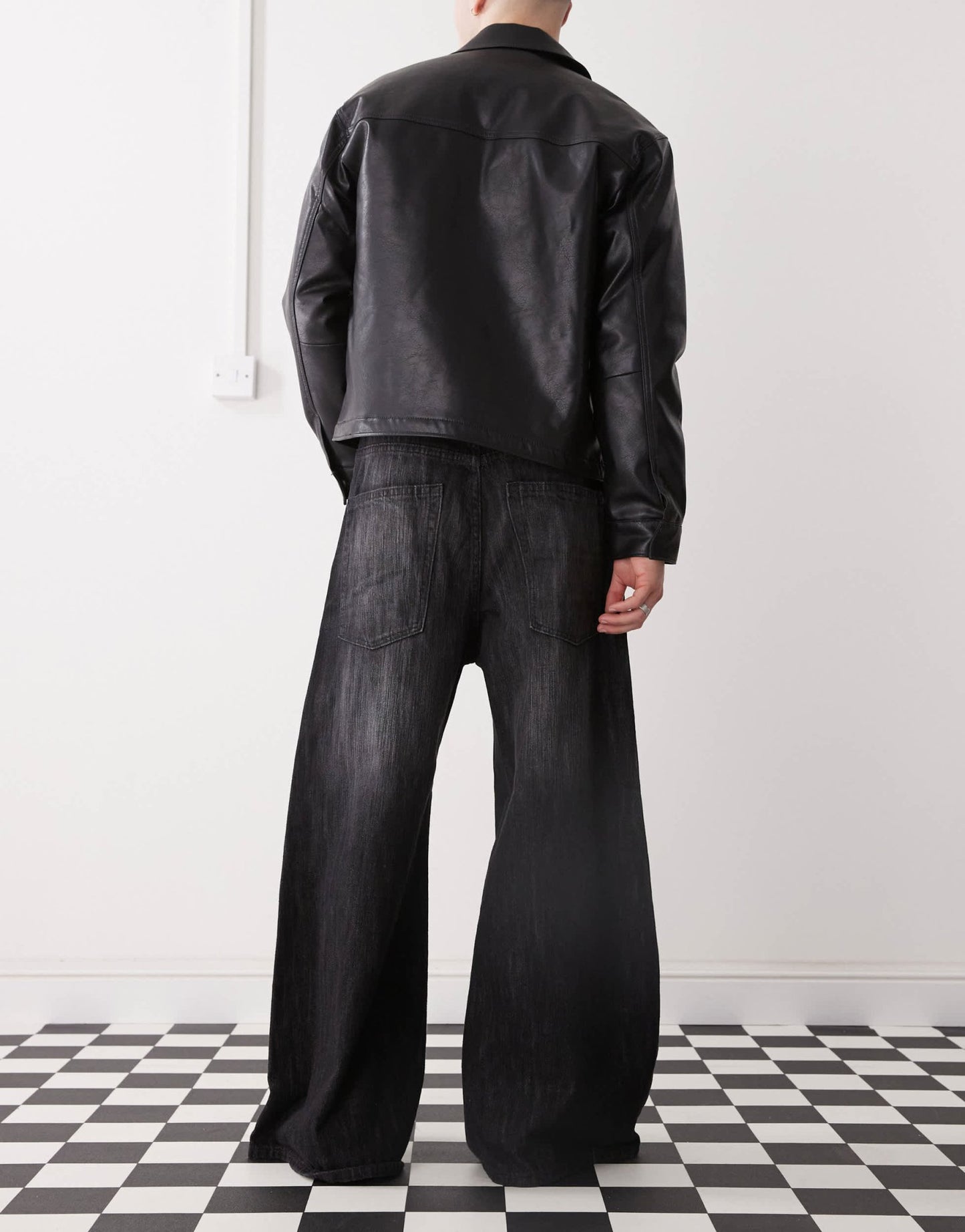 Cheap Monday Rad super wide leg skater jeans in black streaky wash - ASOS Sample Sale EU Store