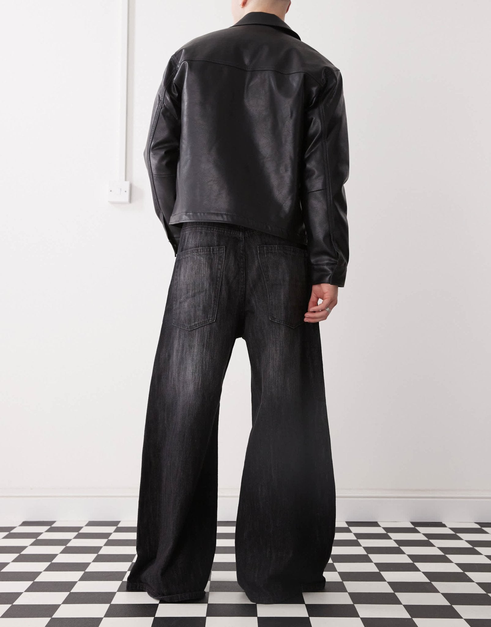 Cheap Monday Rad super wide leg skater jeans in black streaky wash - ASOS Sample Sale EU Store