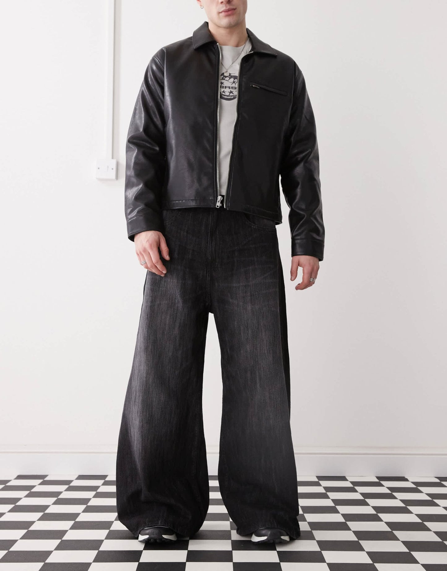 Cheap Monday Rad super wide leg skater jeans in black streaky wash - ASOS Sample Sale EU Store