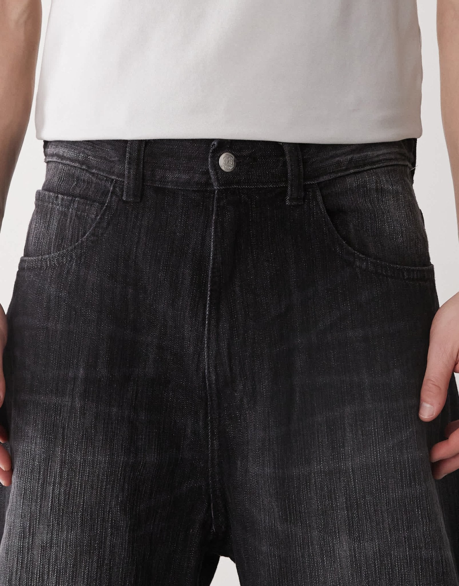Cheap Monday Rad super wide leg skater jeans in black streaky wash - ASOS Sample Sale EU Store