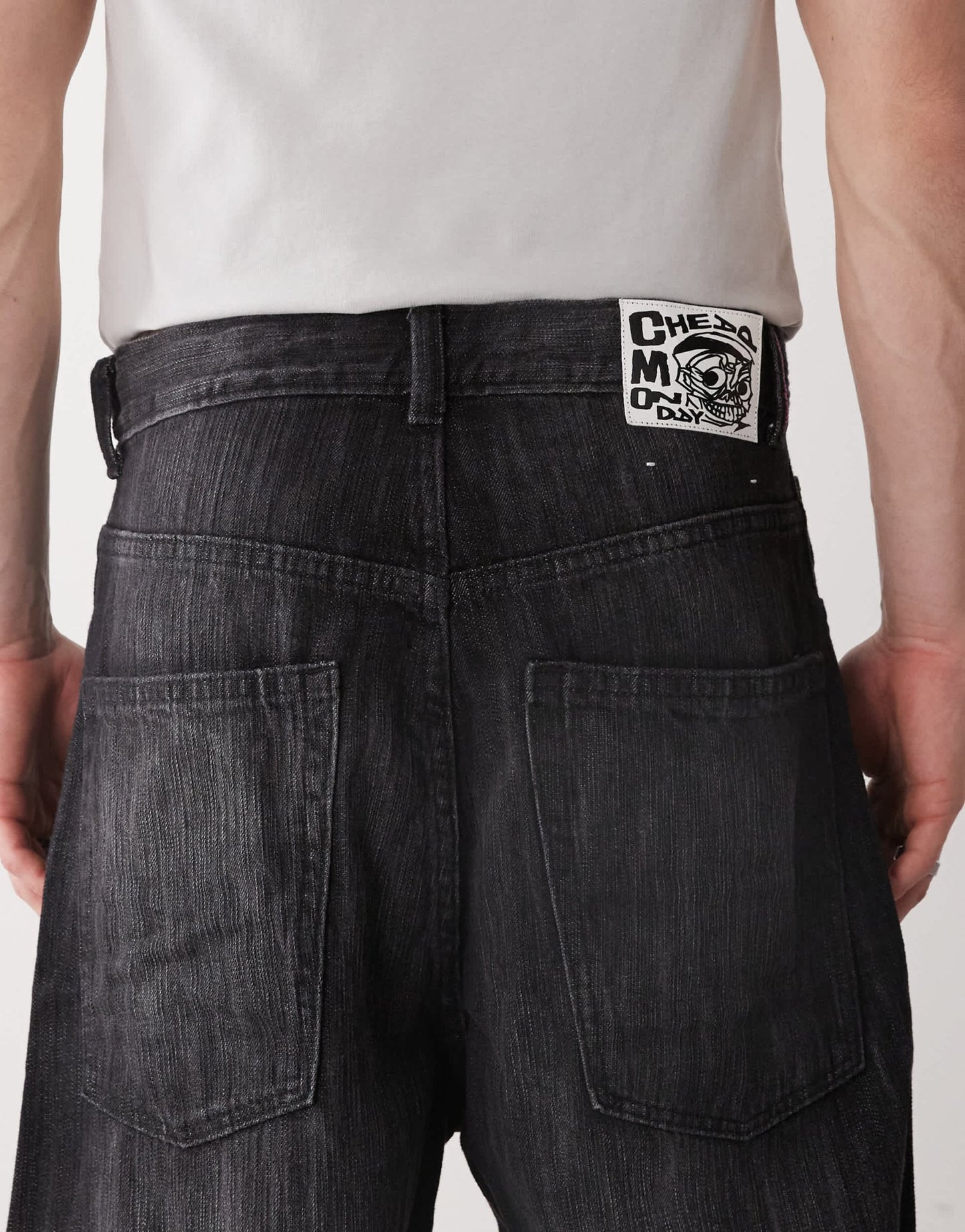 Cheap Monday Rad super wide leg skater jeans in black streaky wash - ASOS Sample Sale EU Store