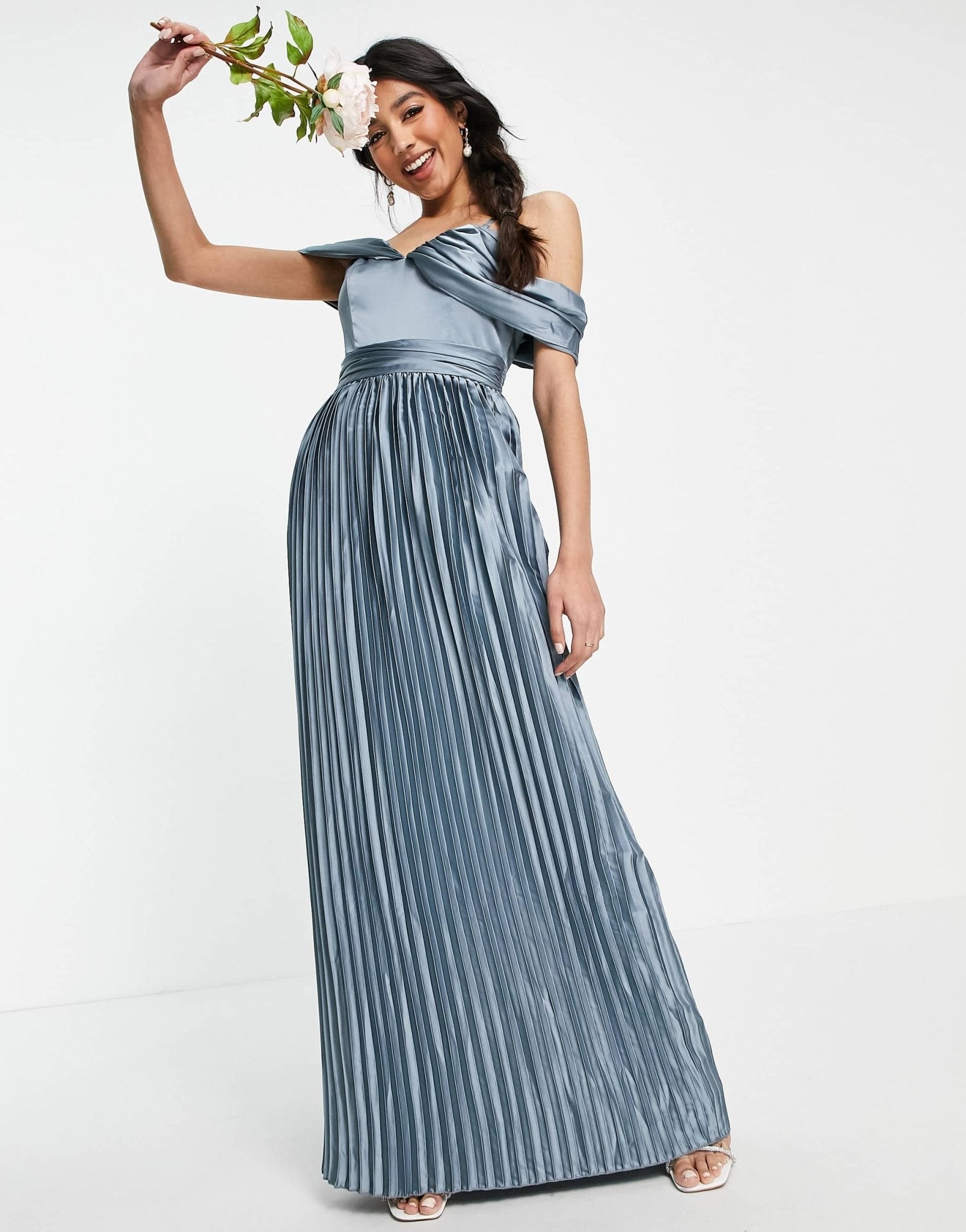 Chi Chi London Lauren satin dress in blue - ASOS Sample Sale EU Store