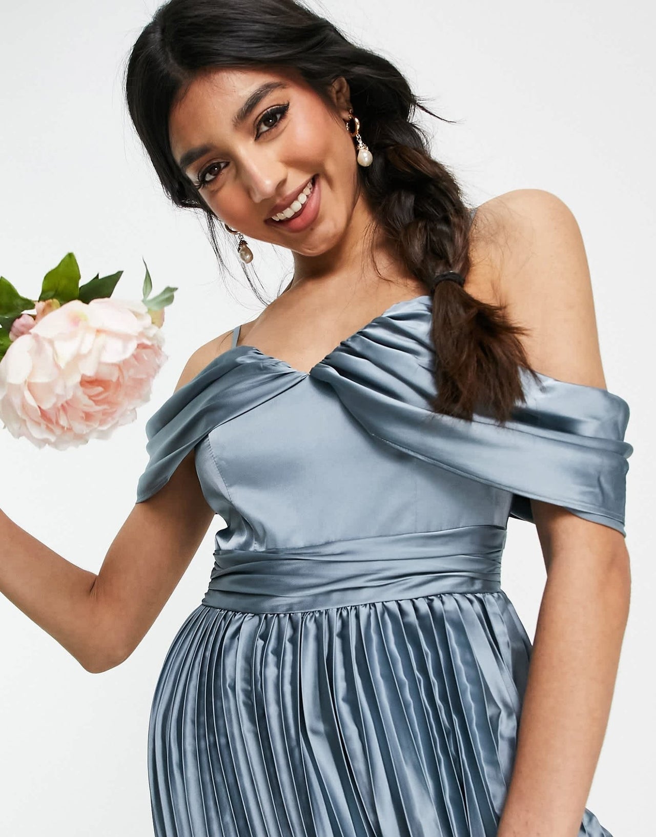 Chi Chi London Lauren satin dress in blue - ASOS Sample Sale EU Store