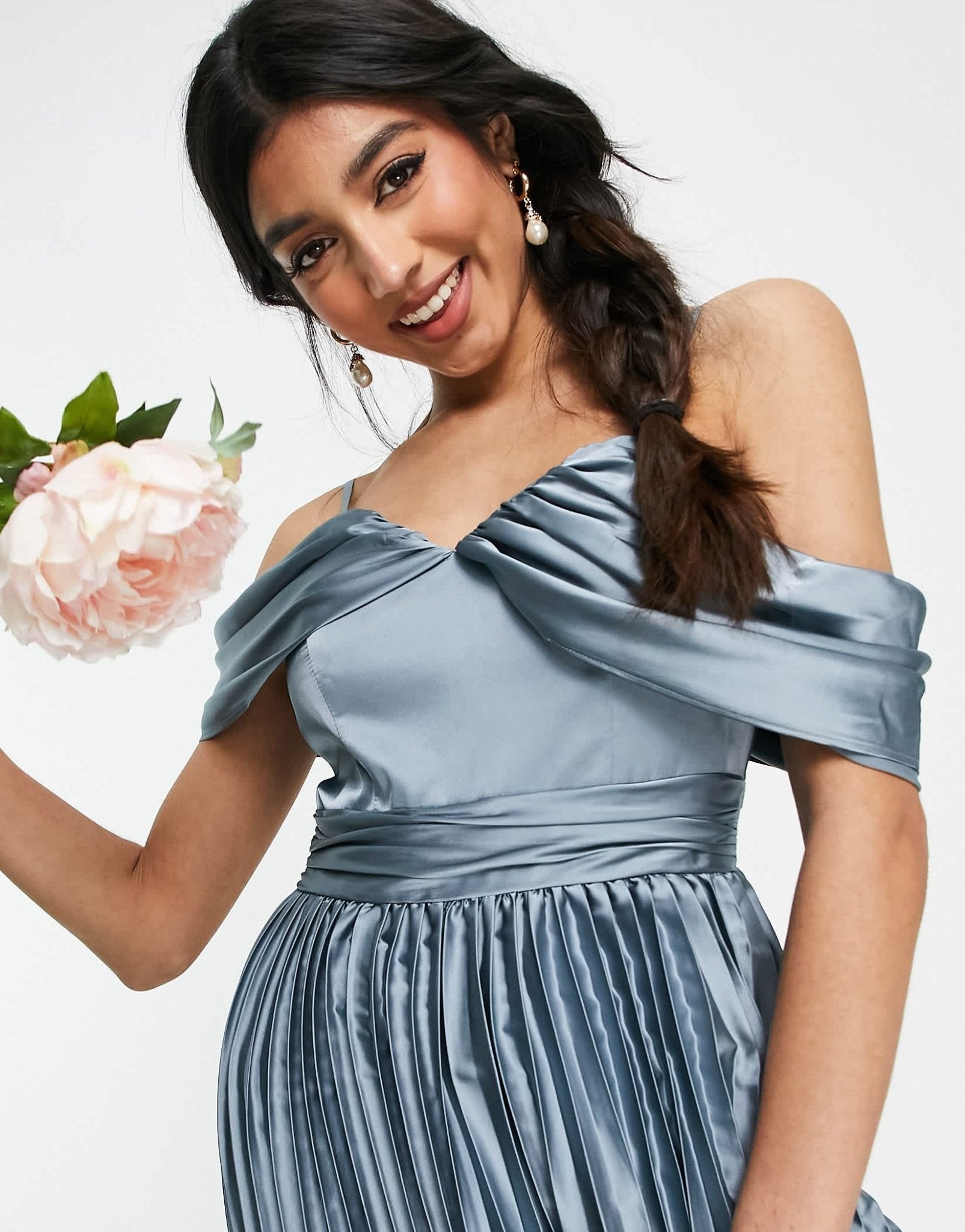 Chi Chi London Lauren satin dress in blue - ASOS Sample Sale EU Store