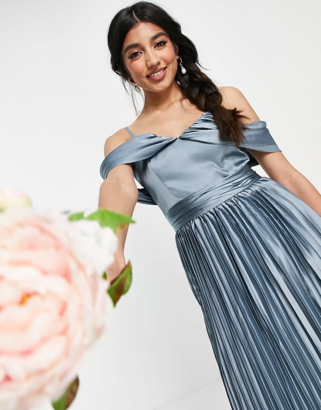 Chi Chi London Lauren satin dress in blue - ASOS Sample Sale EU Store