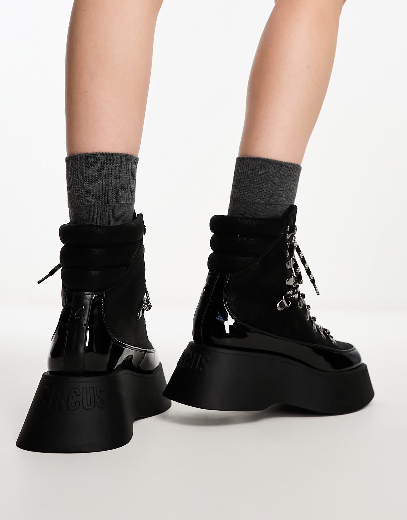 Circus NY Gail flatform chunky lace up low ankle boot in black - ASOS Sample Sale EU Store
