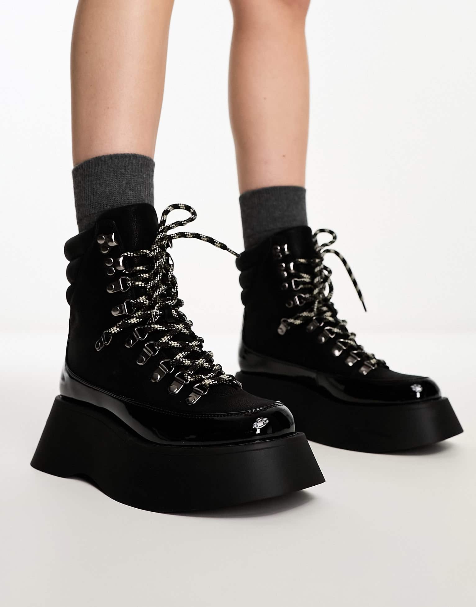 Circus NY Gail flatform chunky lace up low ankle boot in black - ASOS Sample Sale EU Store