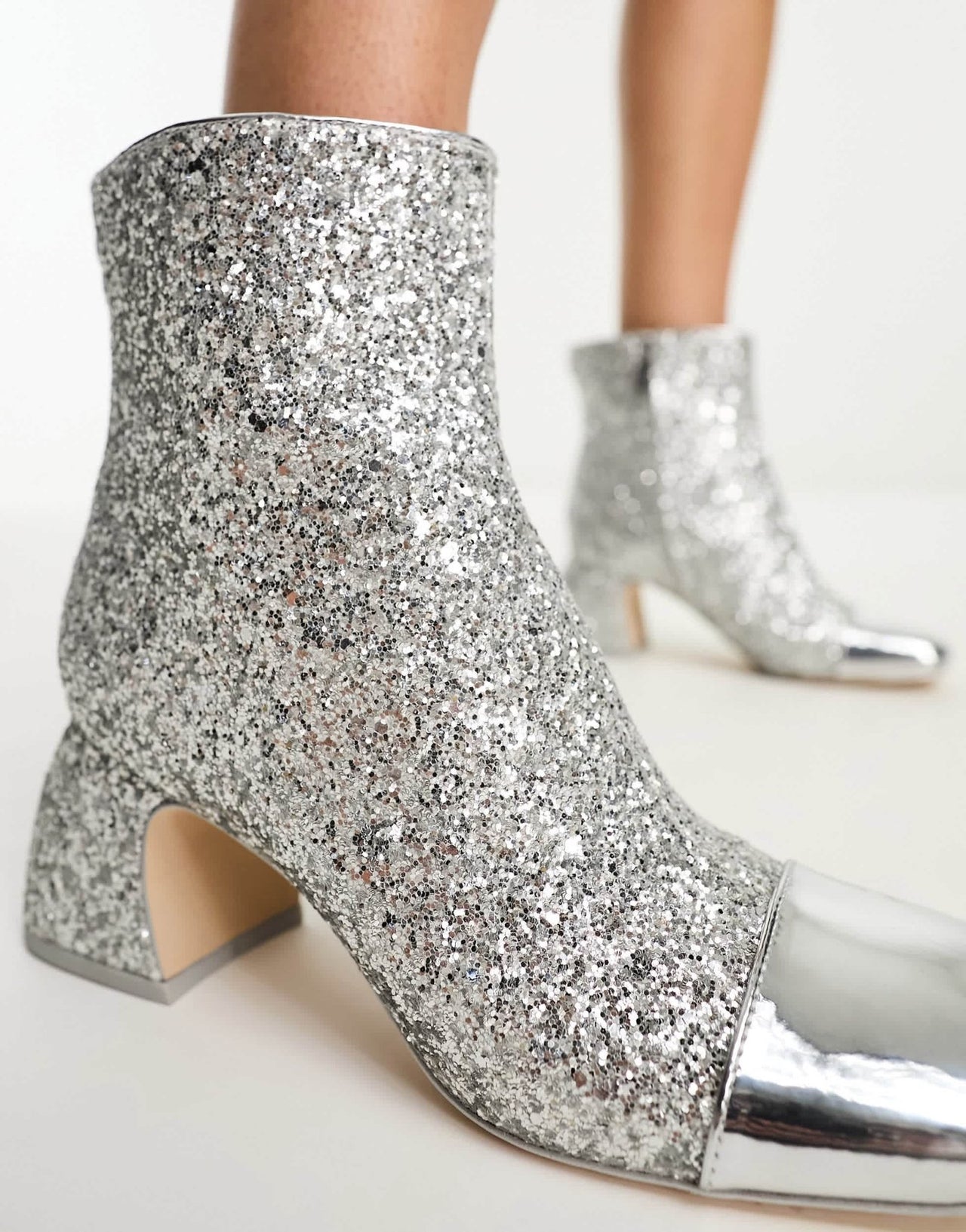 Circus NY Osten mid ankle boots in silver glitter - ASOS Sample Sale EU Store