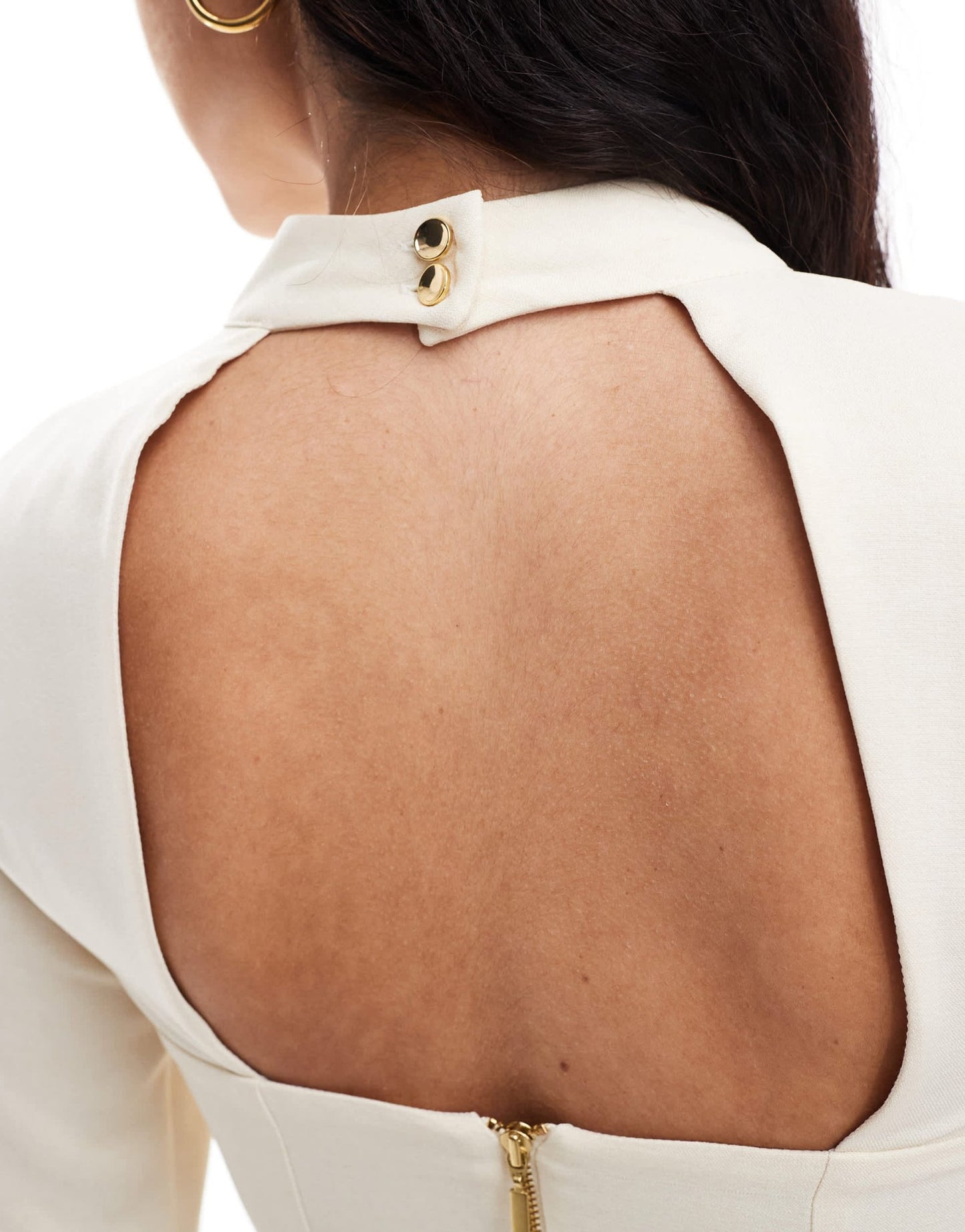 Closet London long sleeve high neck mini dress in cream - ASOS Sample Sale EU Store