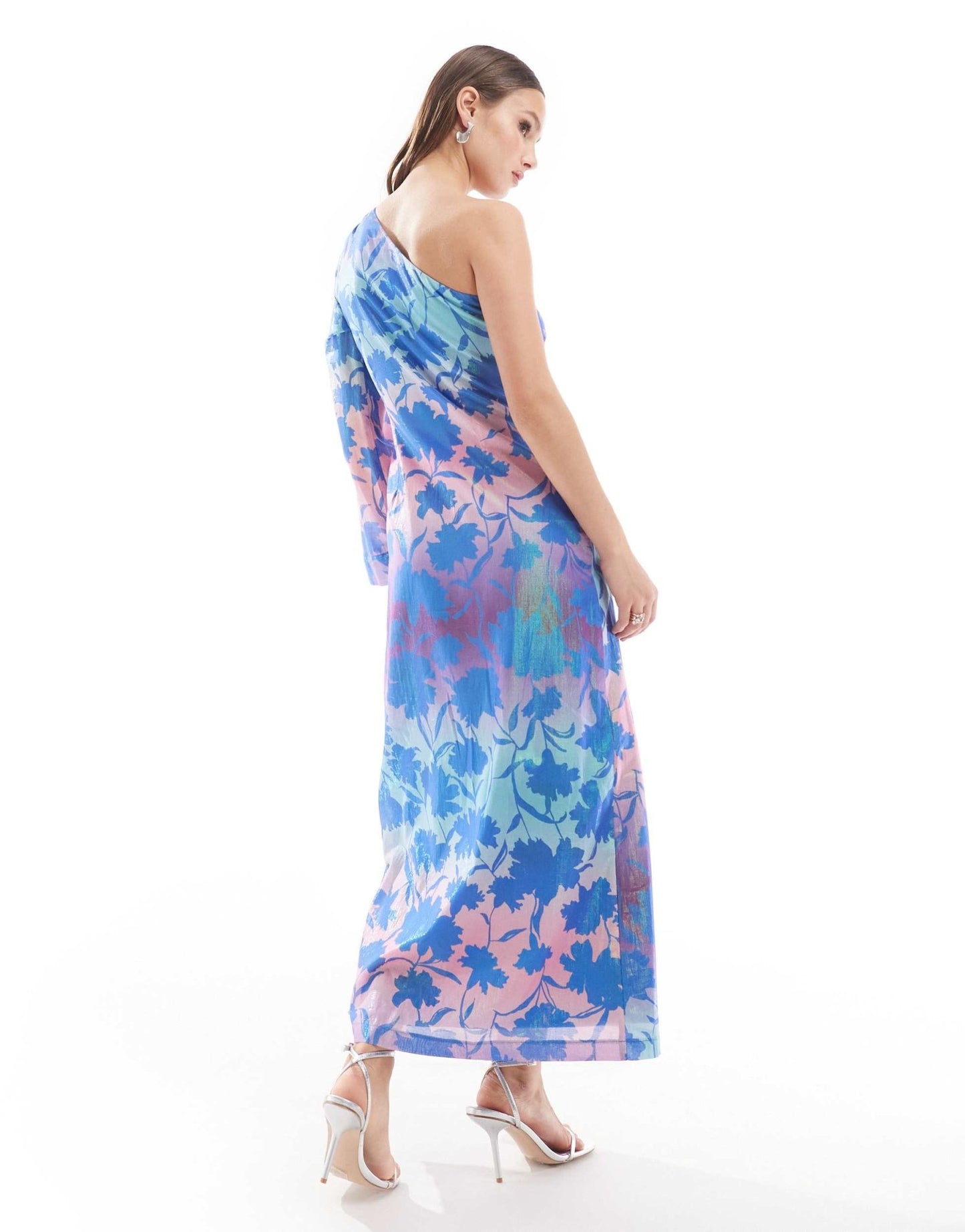 Closet London one shoulder midi dress in metallic ombre floral - ASOS Sample Sale EU Store