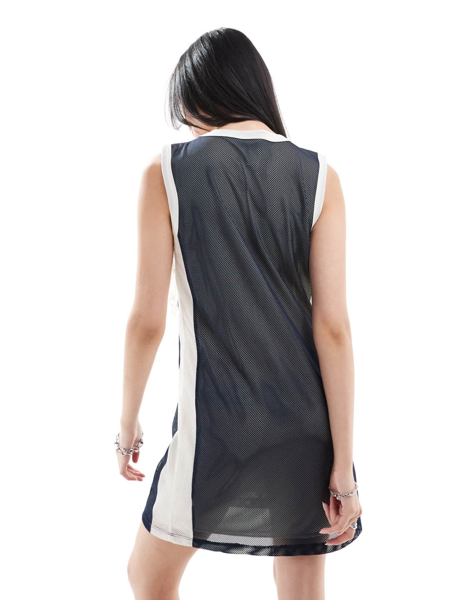 COLLUSION airtex mini vest dress with lace trim in navy - ASOS Sample Sale EU Store