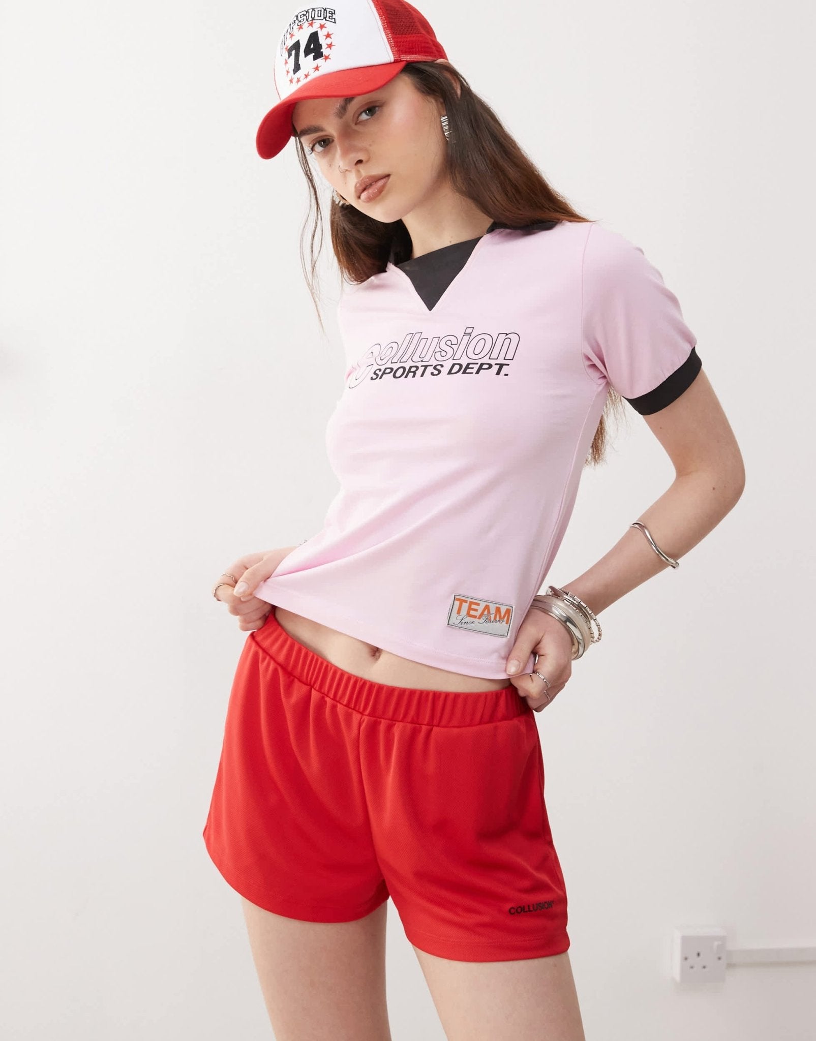 COLLUSION airtex red shorts with logo - ASOS Sample Sale EU Store