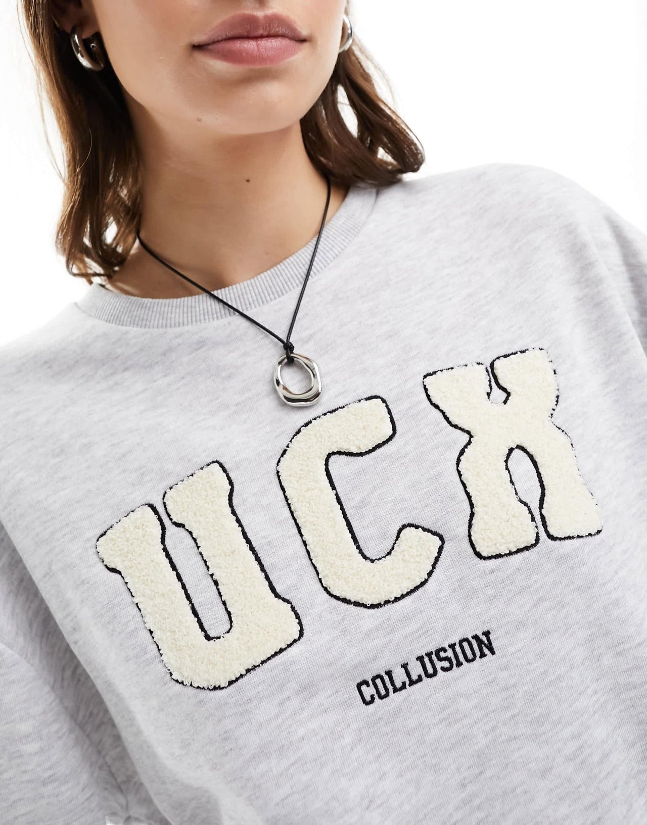 COLLUSION applique oversized sweatshirt in grey marl - ASOS Sample Sale EU Store