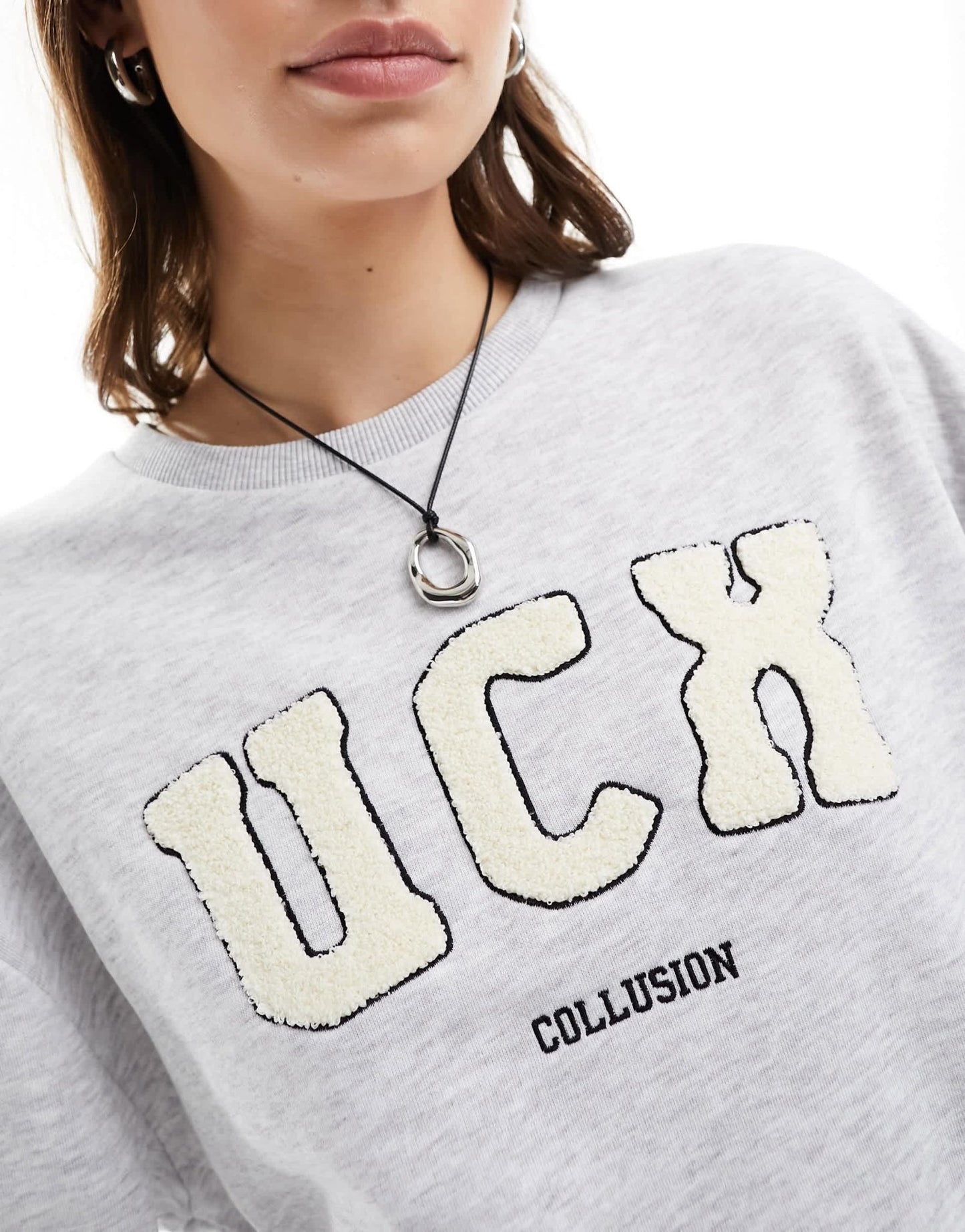 COLLUSION applique oversized sweatshirt in grey marl - ASOS Sample Sale EU Store