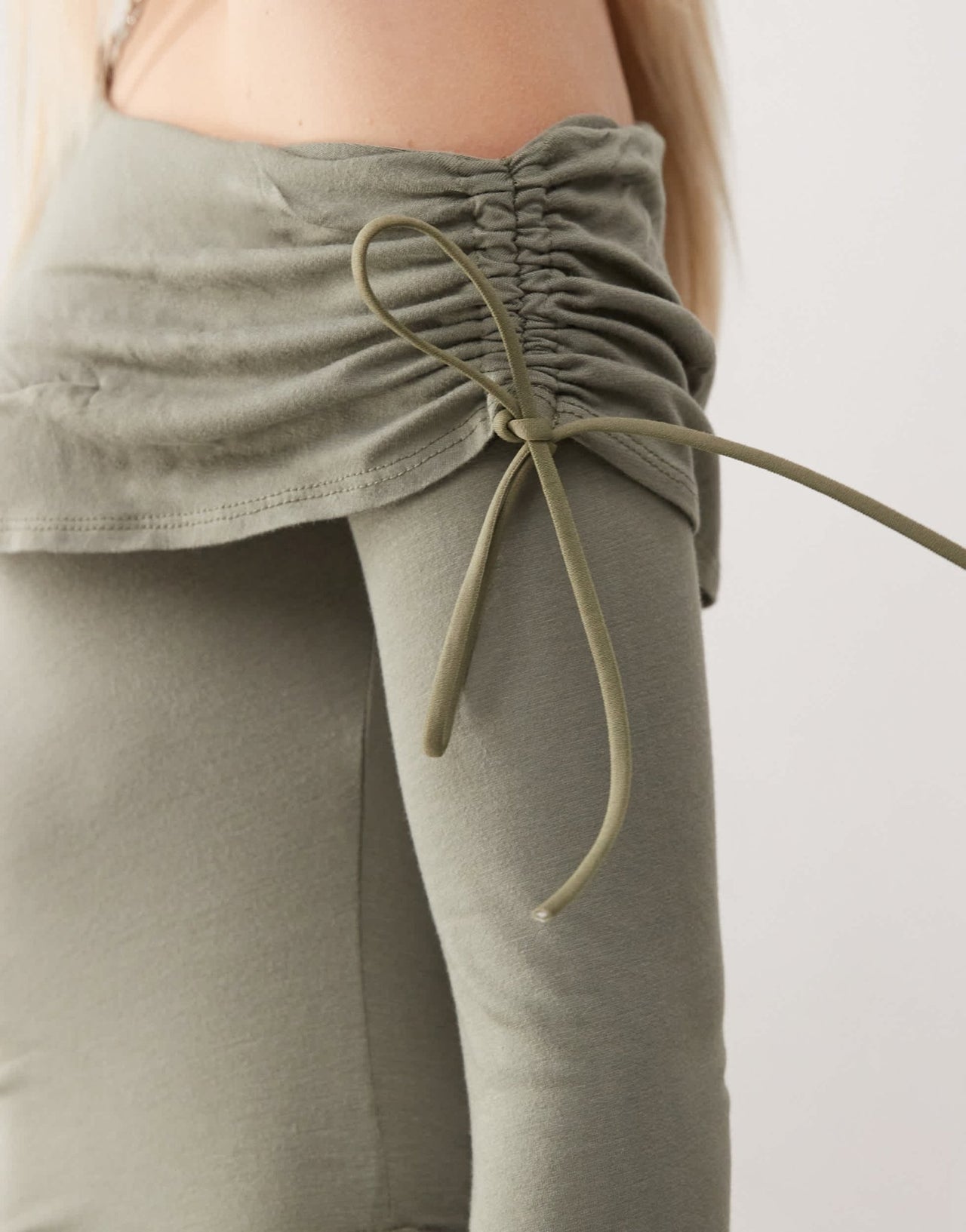 COLLUSION asymmetric long sleeve bow detail top in khaki - ASOS Sample Sale EU Store