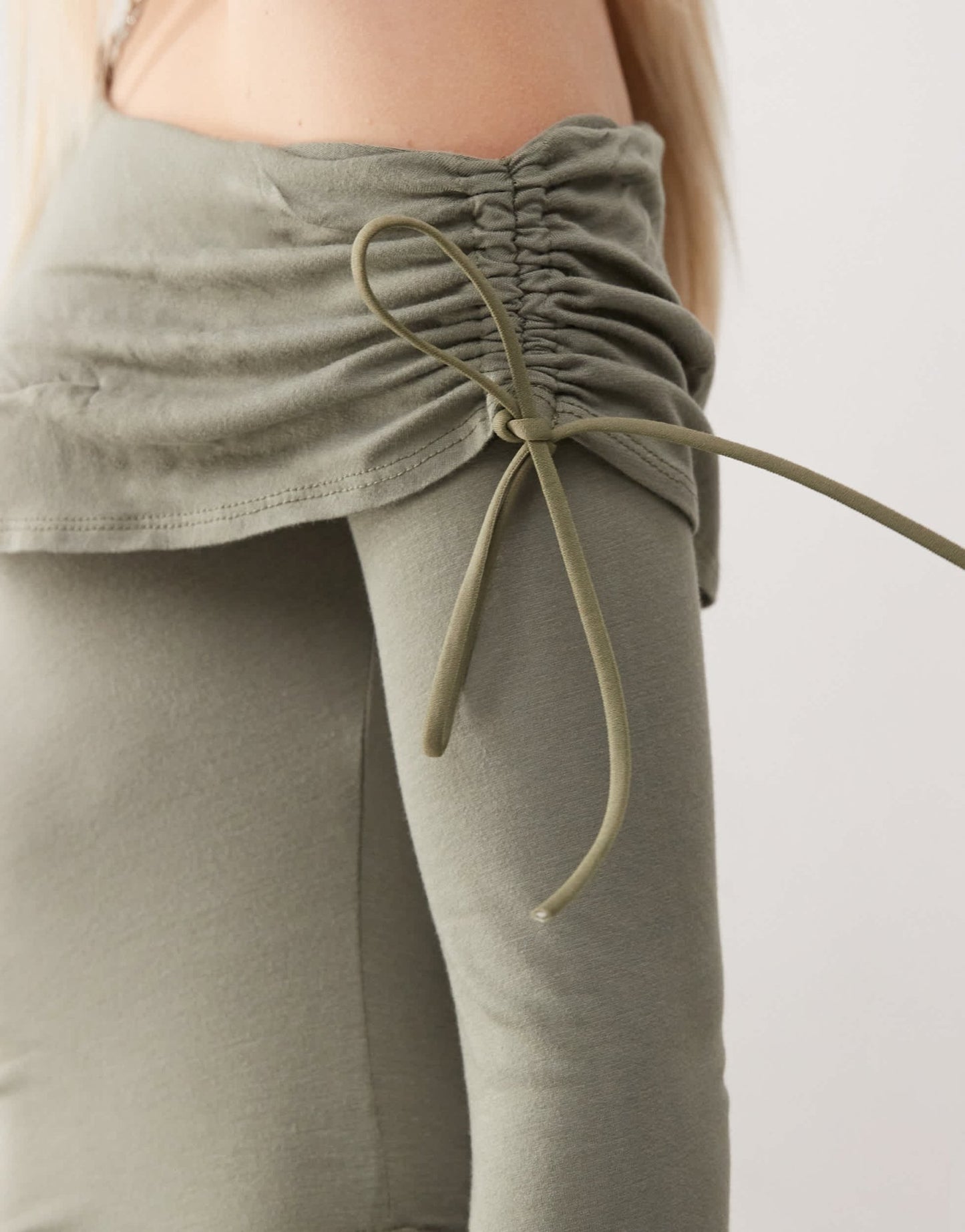 COLLUSION asymmetric long sleeve bow detail top in khaki - ASOS Sample Sale EU Store