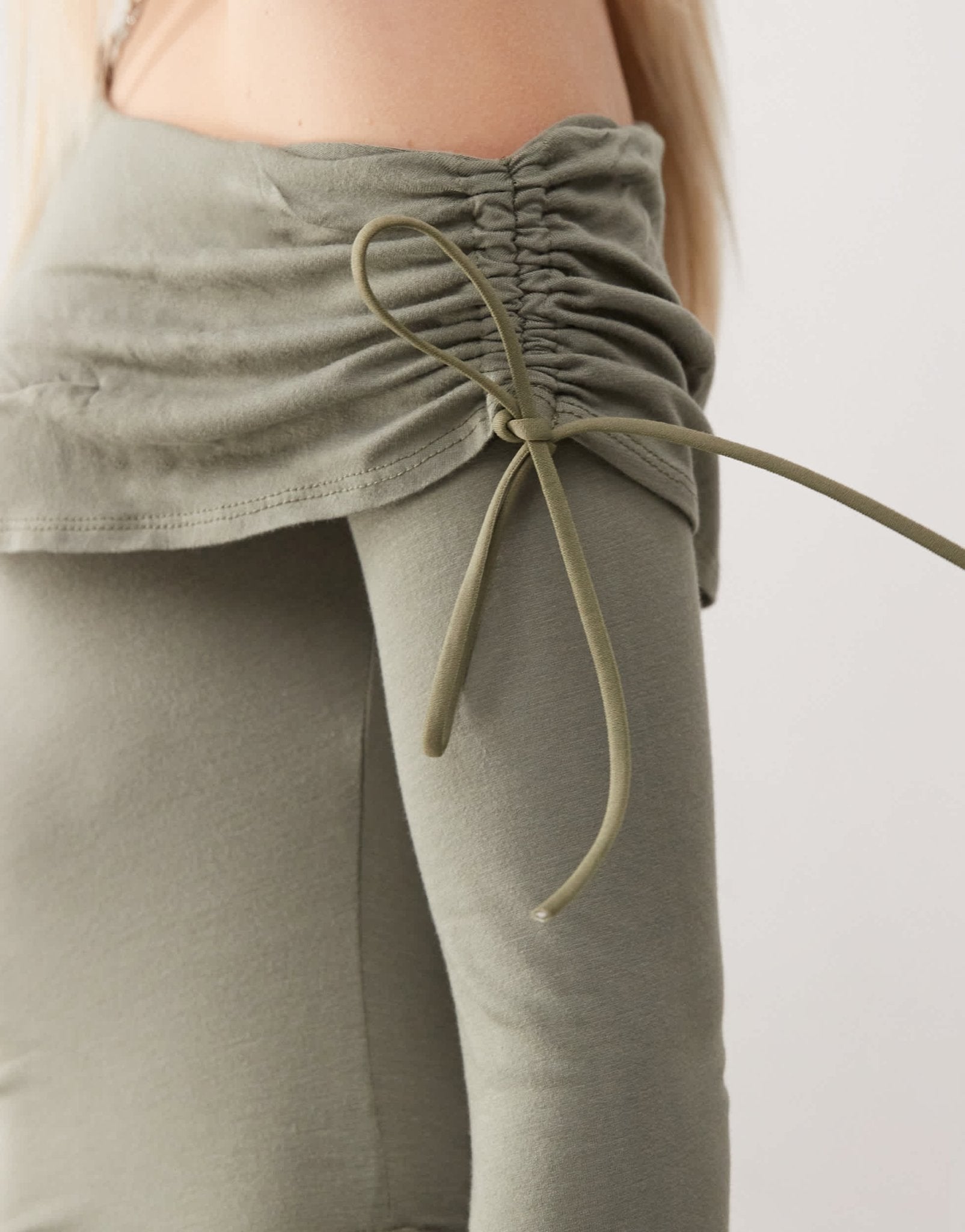 COLLUSION asymmetric long sleeve bow detail top in khaki - ASOS Sample Sale EU Store
