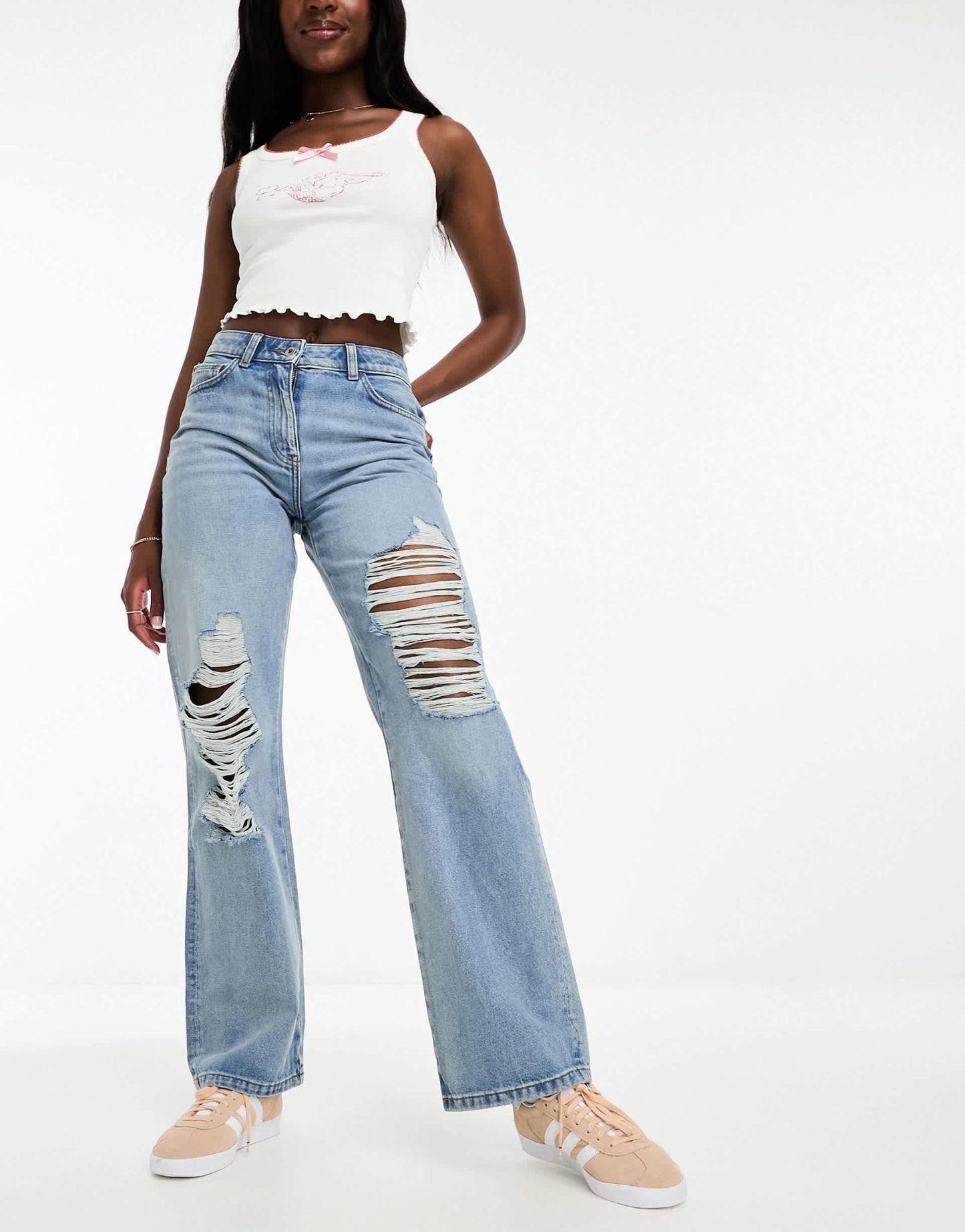 COLLUSION baggy ripped dad jeans in light blue - MBLUE - ASOS Sample Sale EU Store