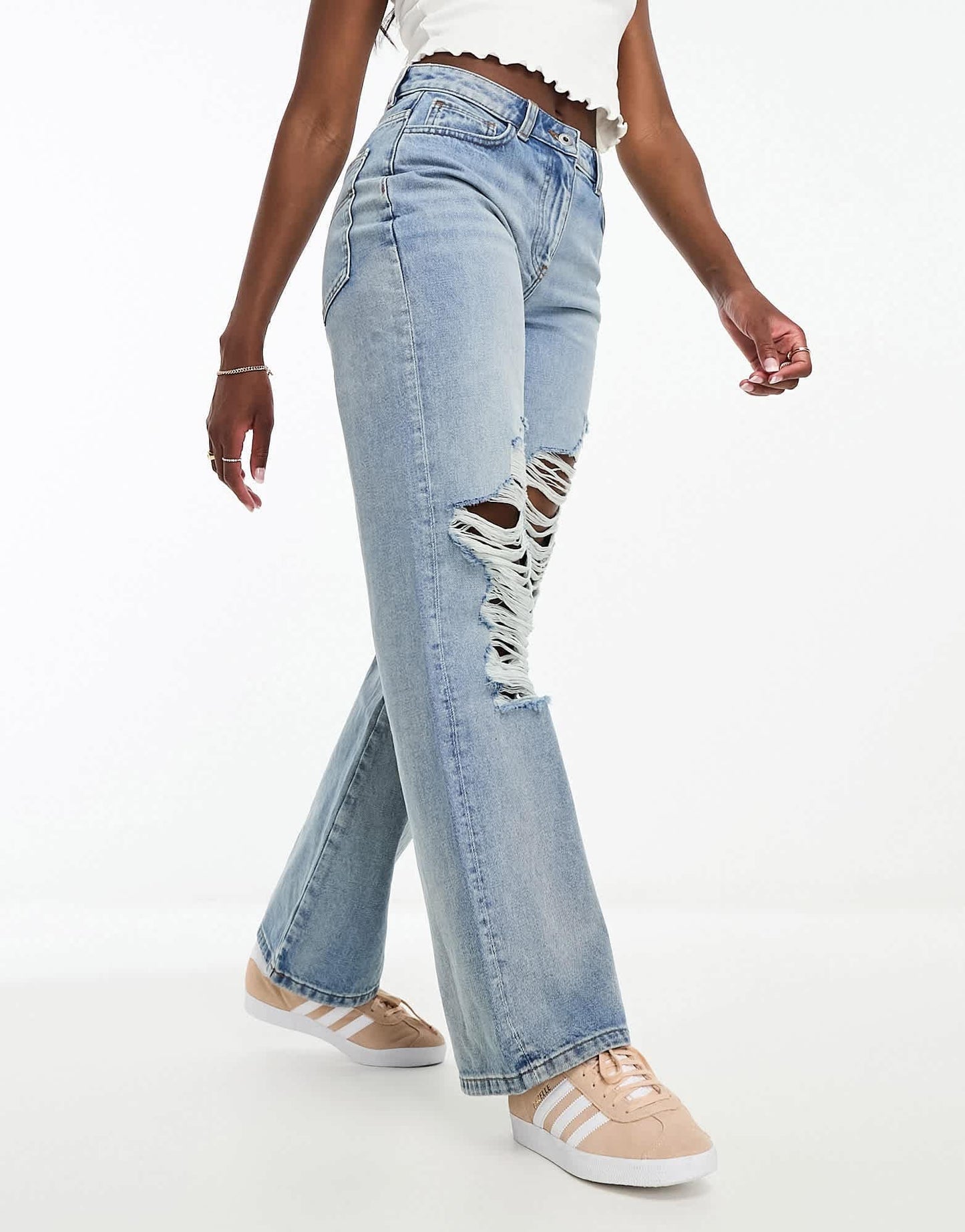 COLLUSION baggy ripped dad jeans in light blue - MBLUE - ASOS Sample Sale EU Store