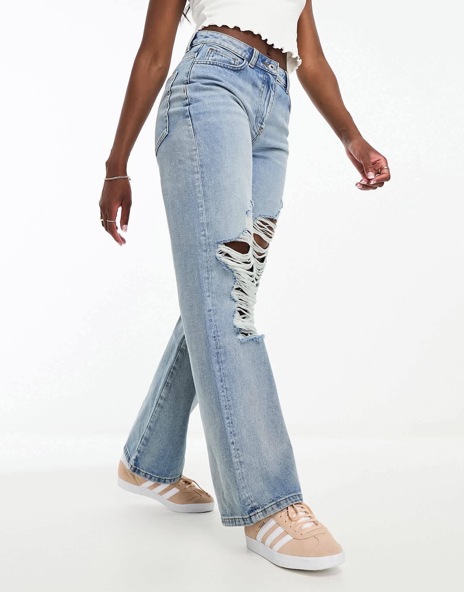 COLLUSION baggy ripped dad jeans in light blue - MBLUE - ASOS Sample Sale EU Store