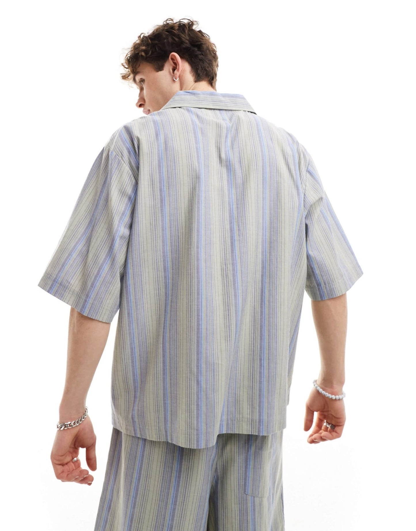 COLLUSION beach woven revere short sleeve shirt in stripe co - ord - MULTI - ASOS Sample Sale EU Store