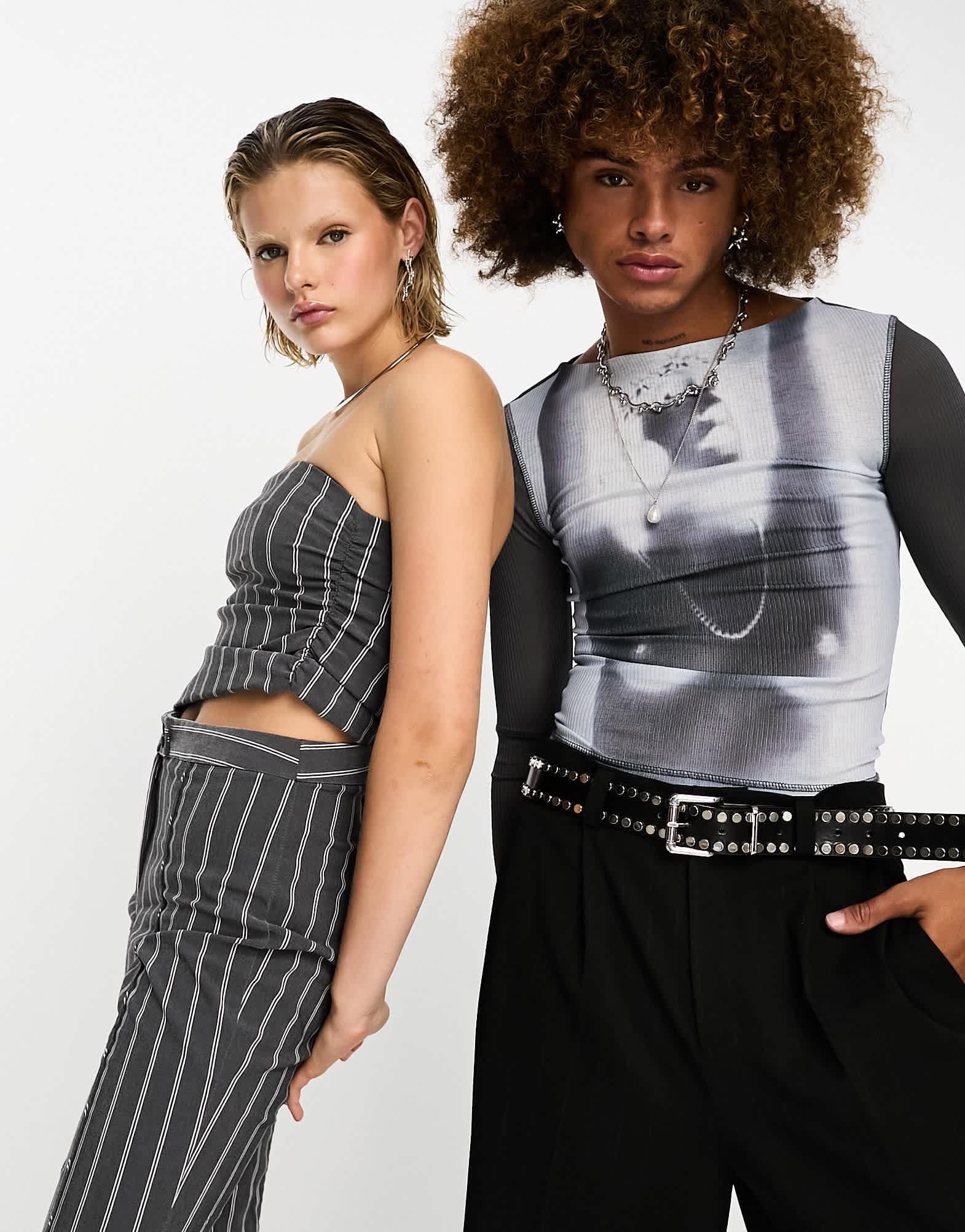 COLLUSION bengaline bandeau top co - ord in pinstripe - ASOS Sample Sale EU Store