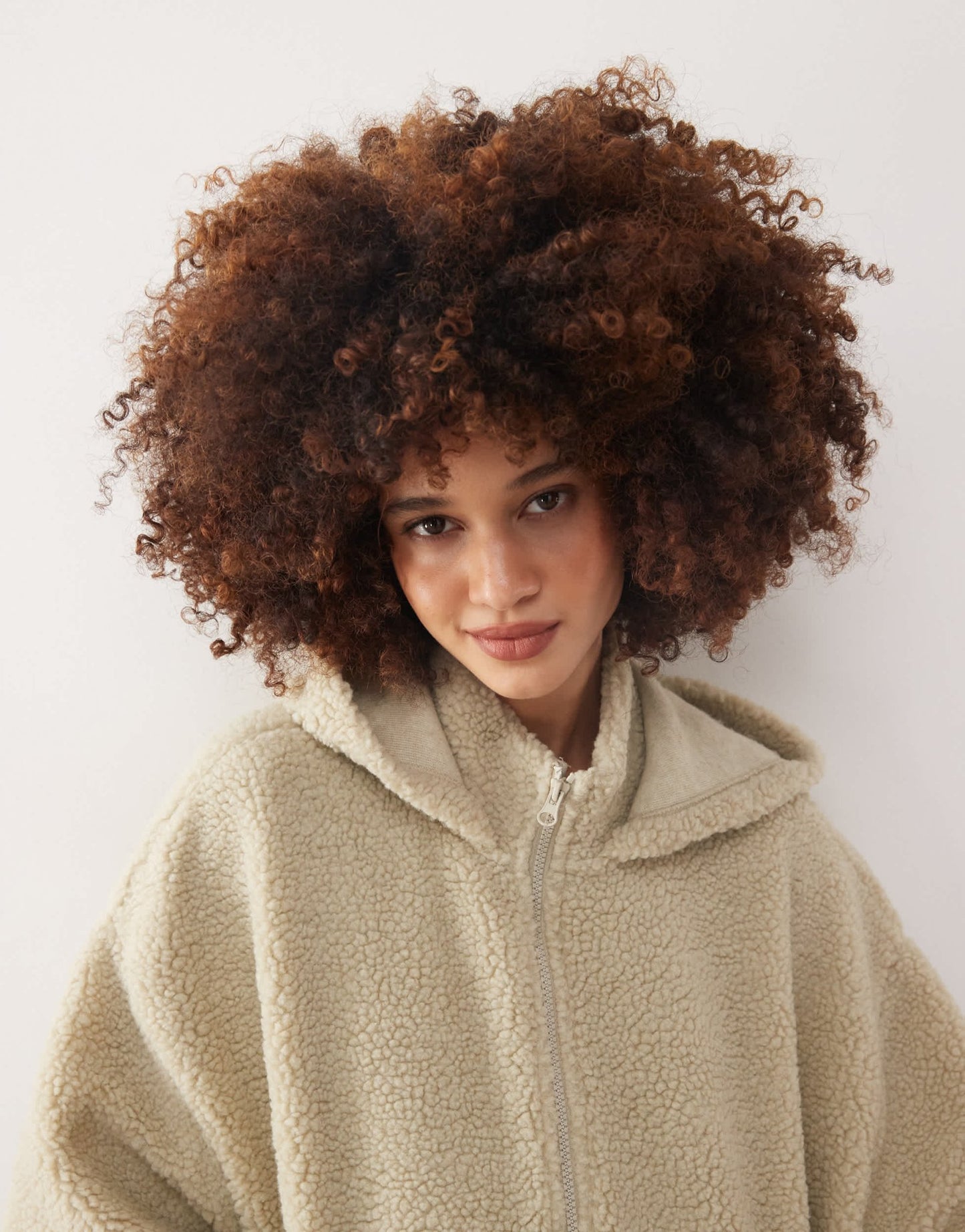 COLLUSION Borg hooded zip through sweat in ecru - ASOS Sample Sale EU Store