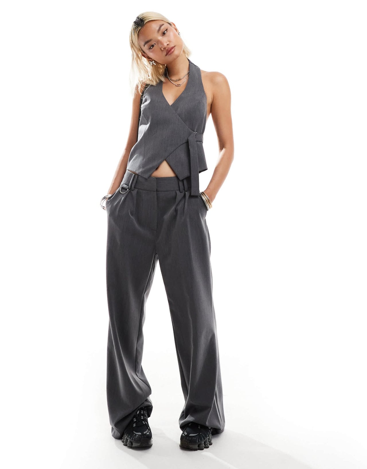 COLLUSION co - ord tailored fitted waistcoat in charcoal grey - ASOS Sample Sale EU Store