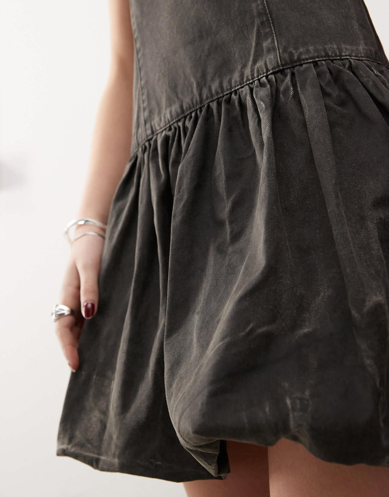 COLLUSION coated bubble hem mini dress in washed black - ASOS Sample Sale EU Store
