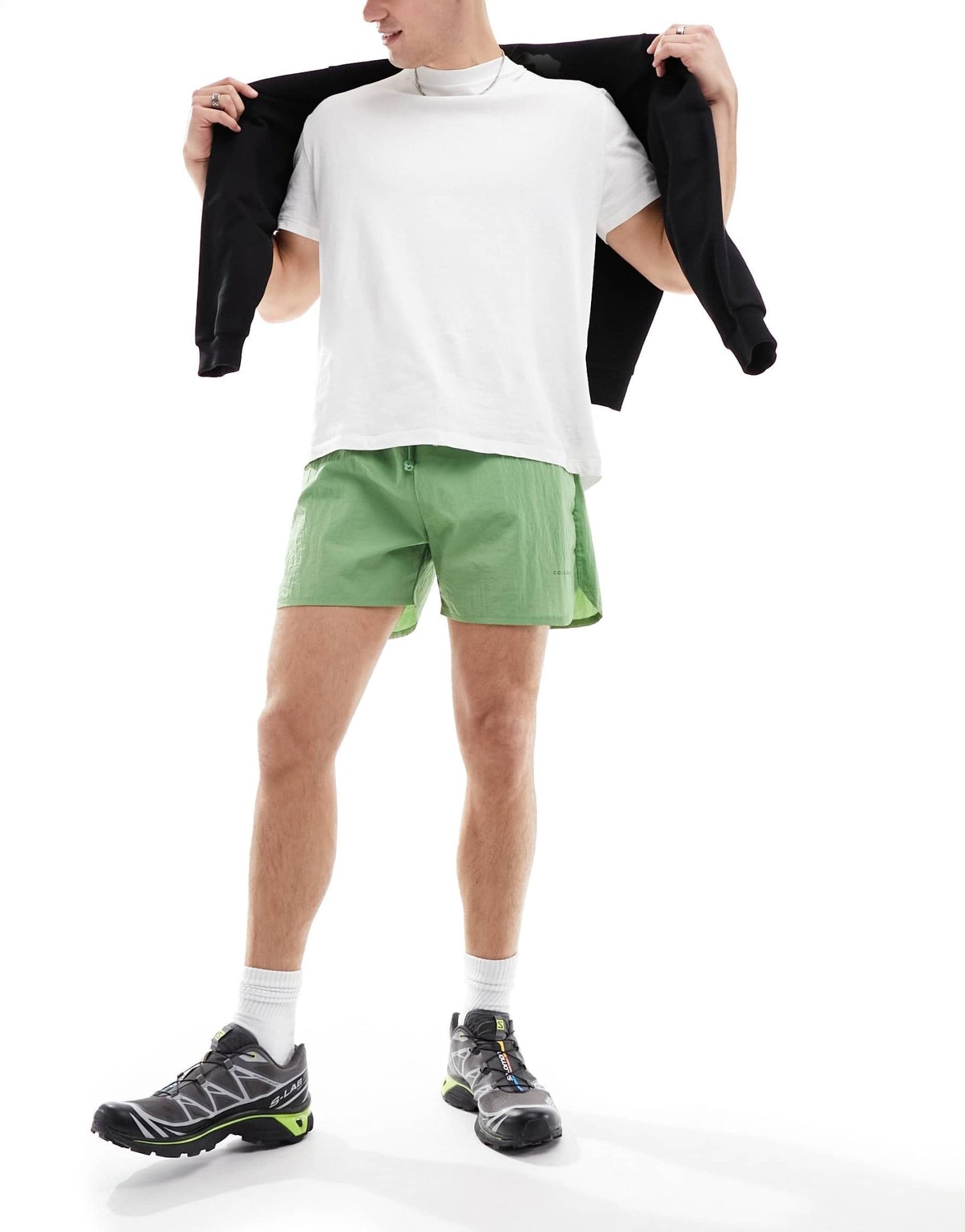 COLLUSION crinkle nylon runner short in green - ASOS Sample Sale EU Store