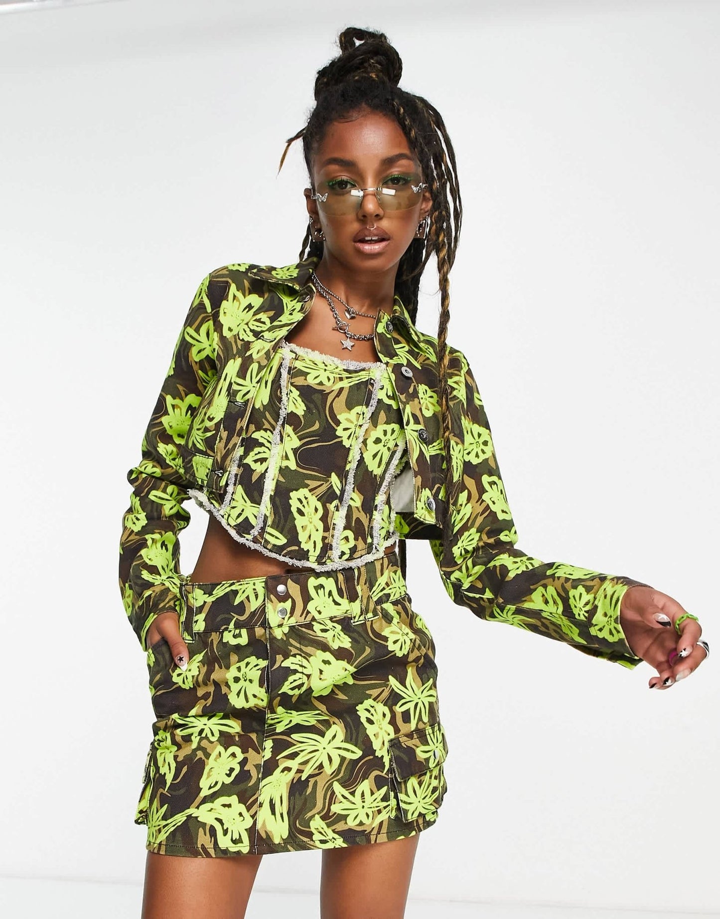 COLLUSION cropped twill jacket in floral camo co - ord - ASOS Sample Sale EU Store