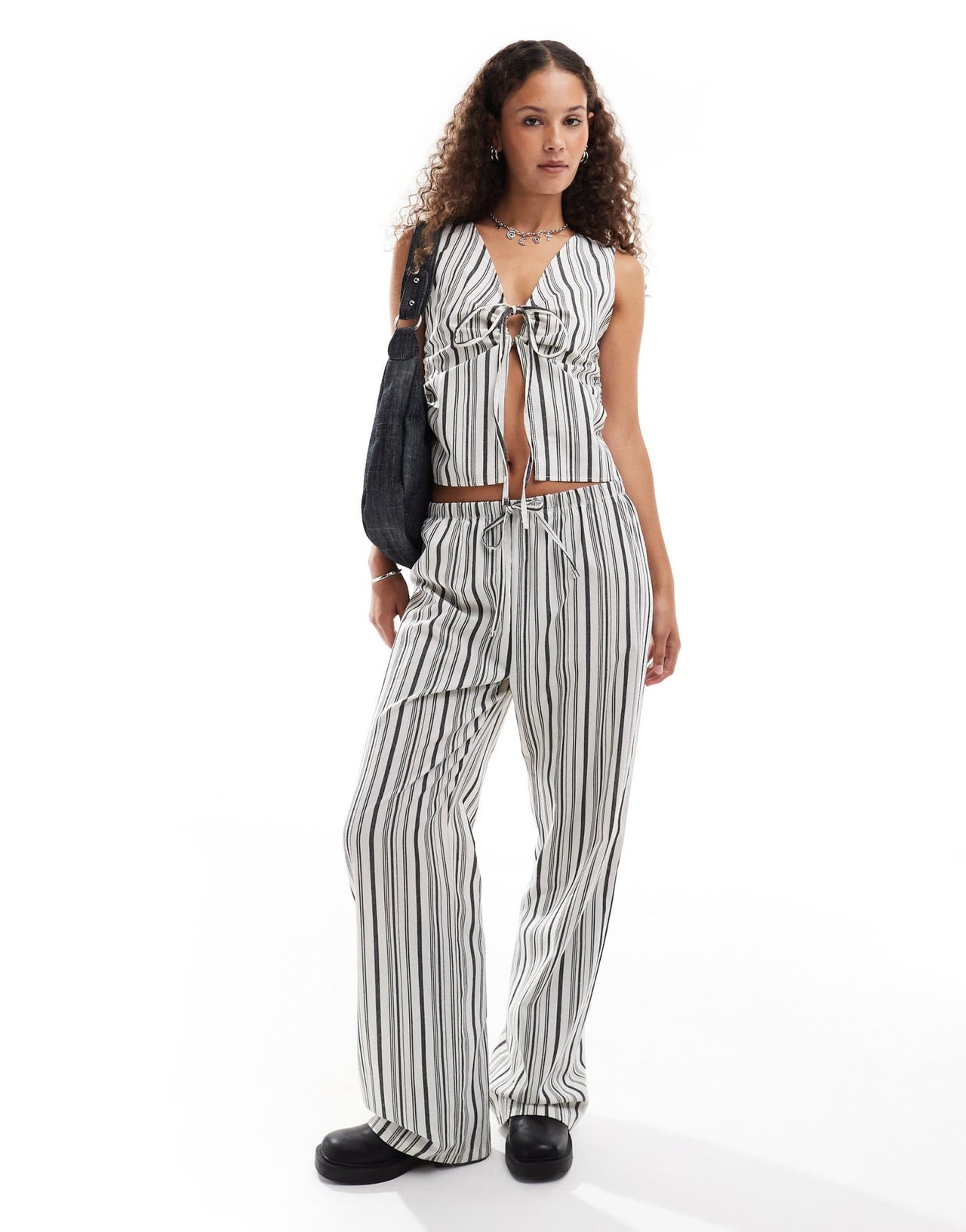 COLLUSION elastic waist woven look trouser in stripe co - ord - MULTI - ASOS Sample Sale EU Store