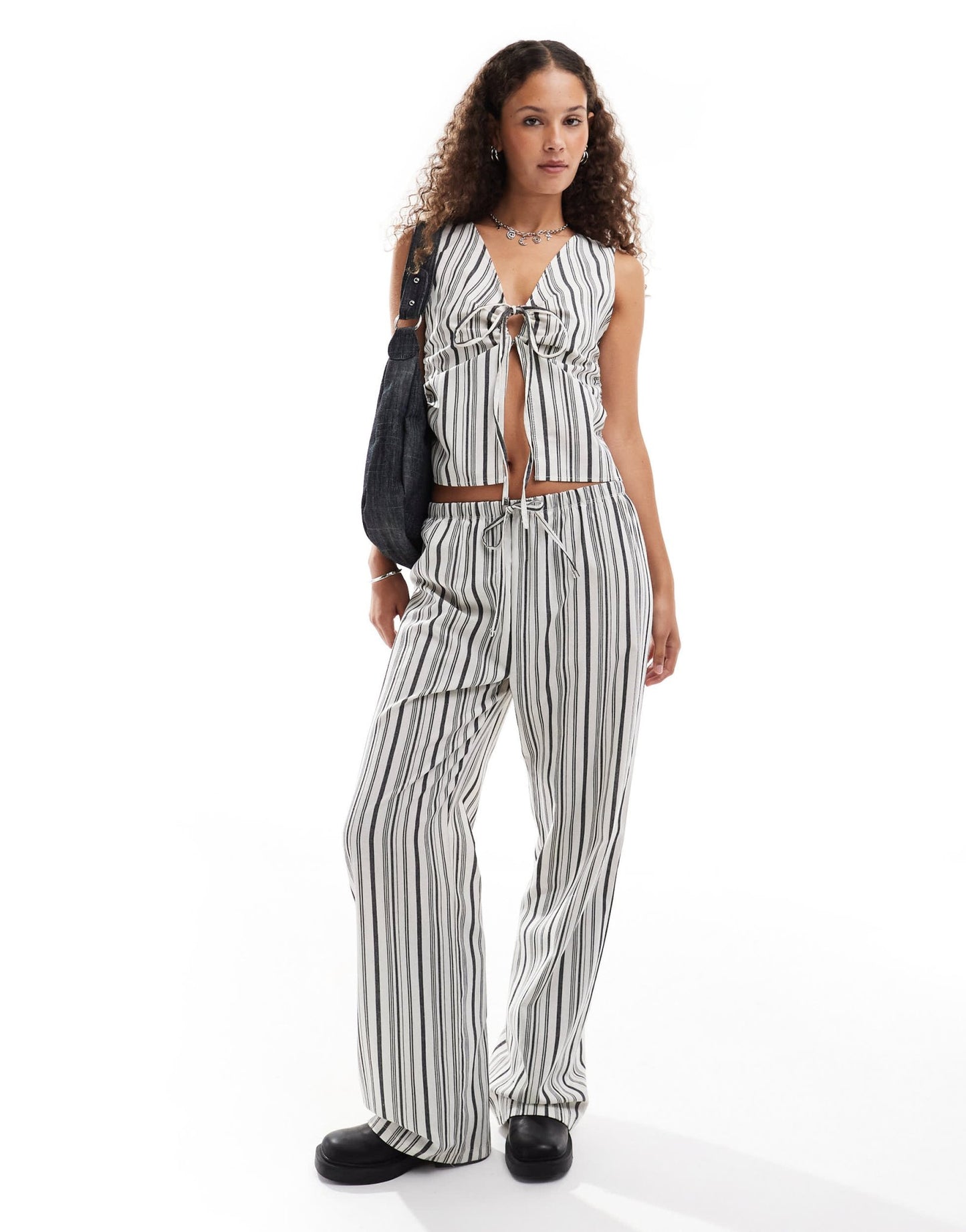 COLLUSION elastic waist woven look trouser in stripe co - ord - MULTI - ASOS Sample Sale EU Store