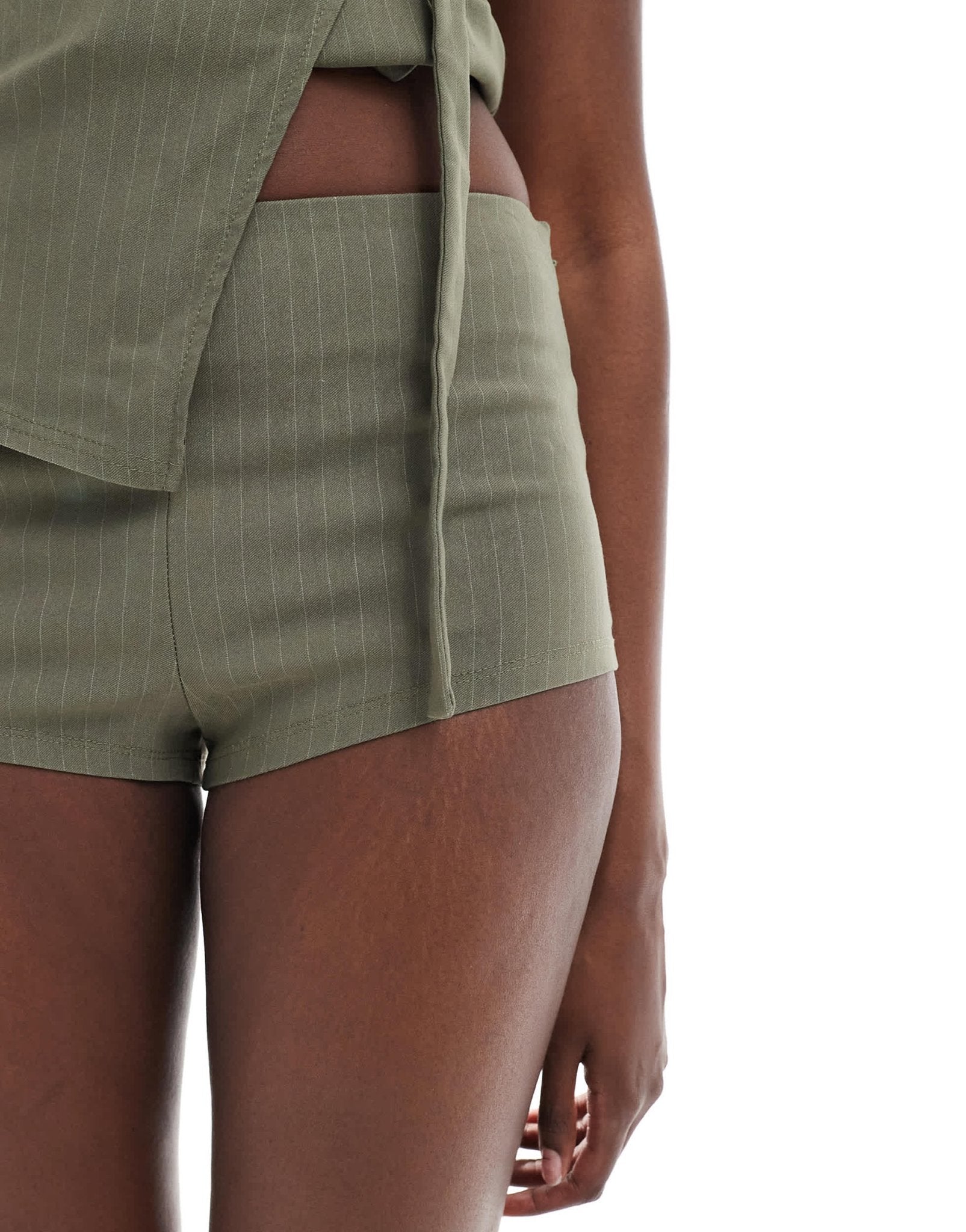 COLLUSION festival micro short co ord in green pinstripe - ASOS Sample Sale EU Store